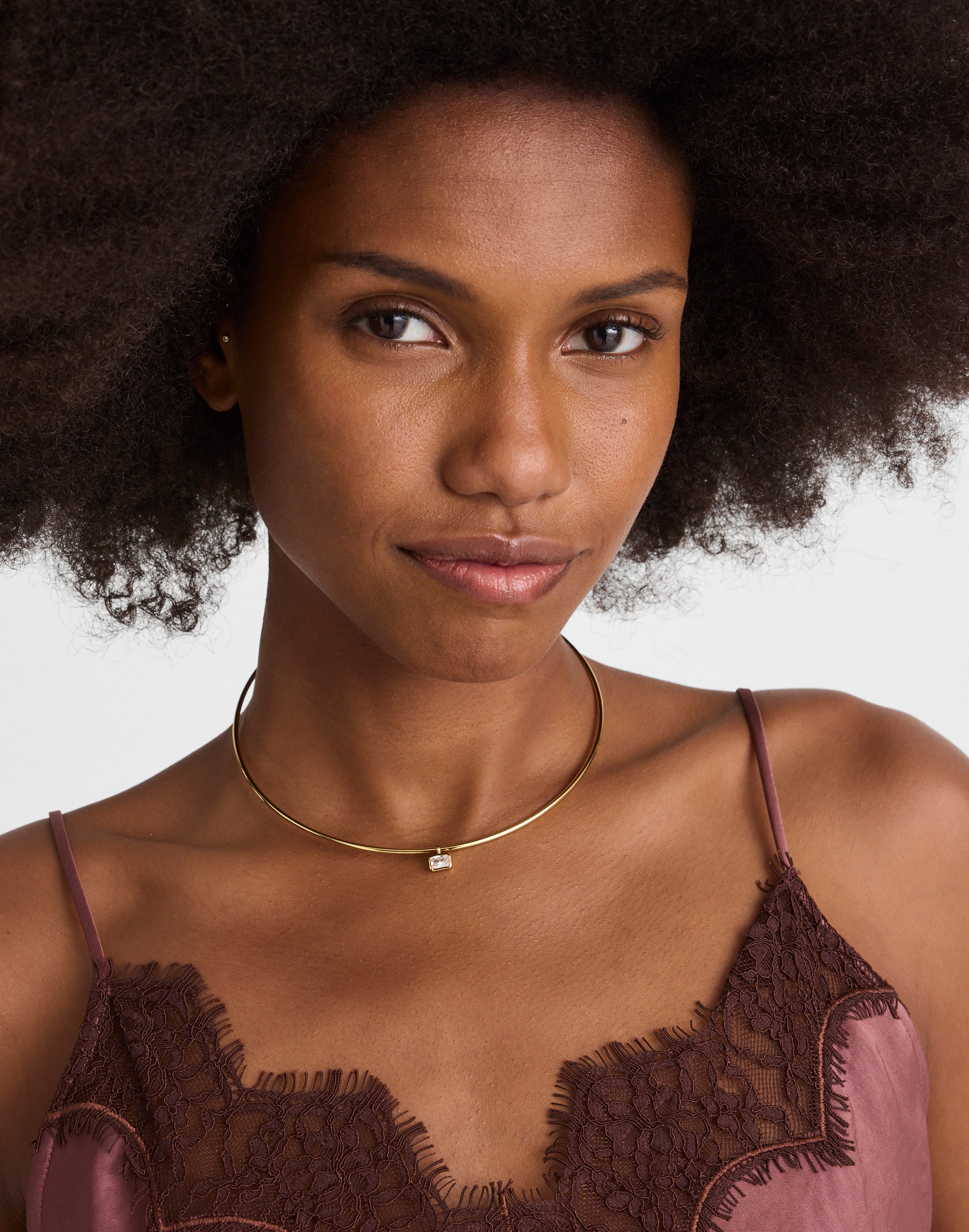 Emerald-Cut Crystal Wire Choker Necklace