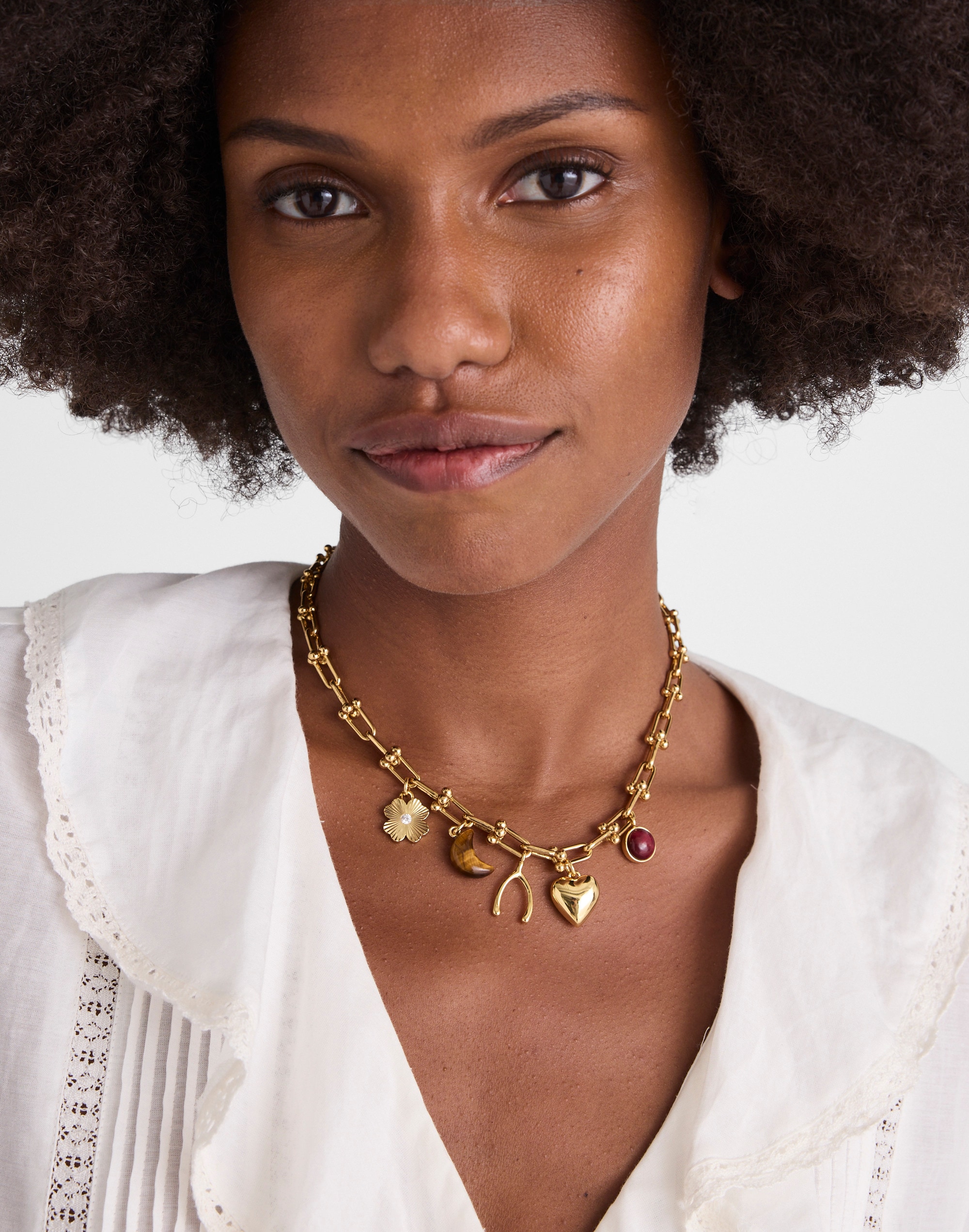 Semiprecious U-Link Chain Charm Necklace