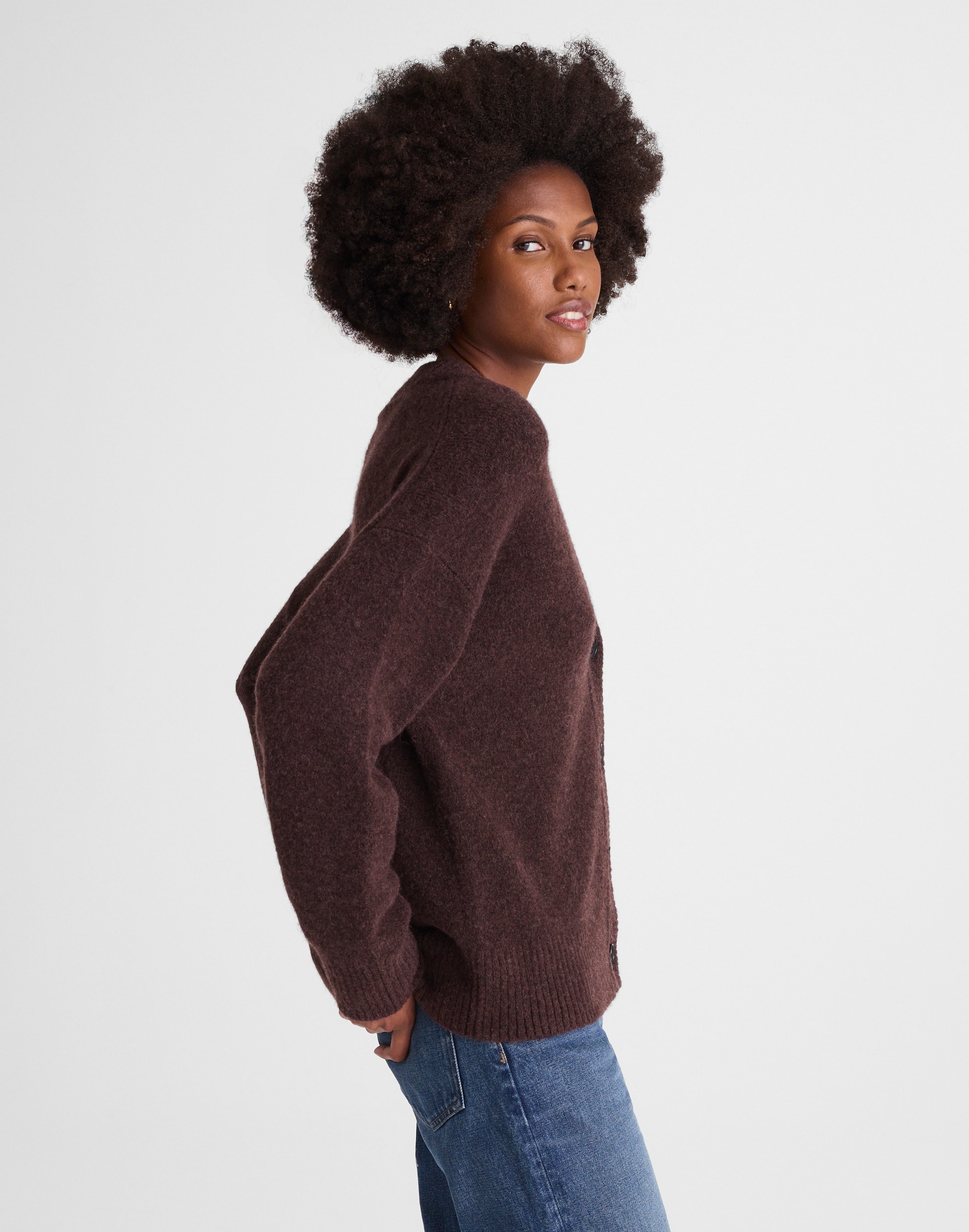 V-Neck Drop-Shoulder Cardigan