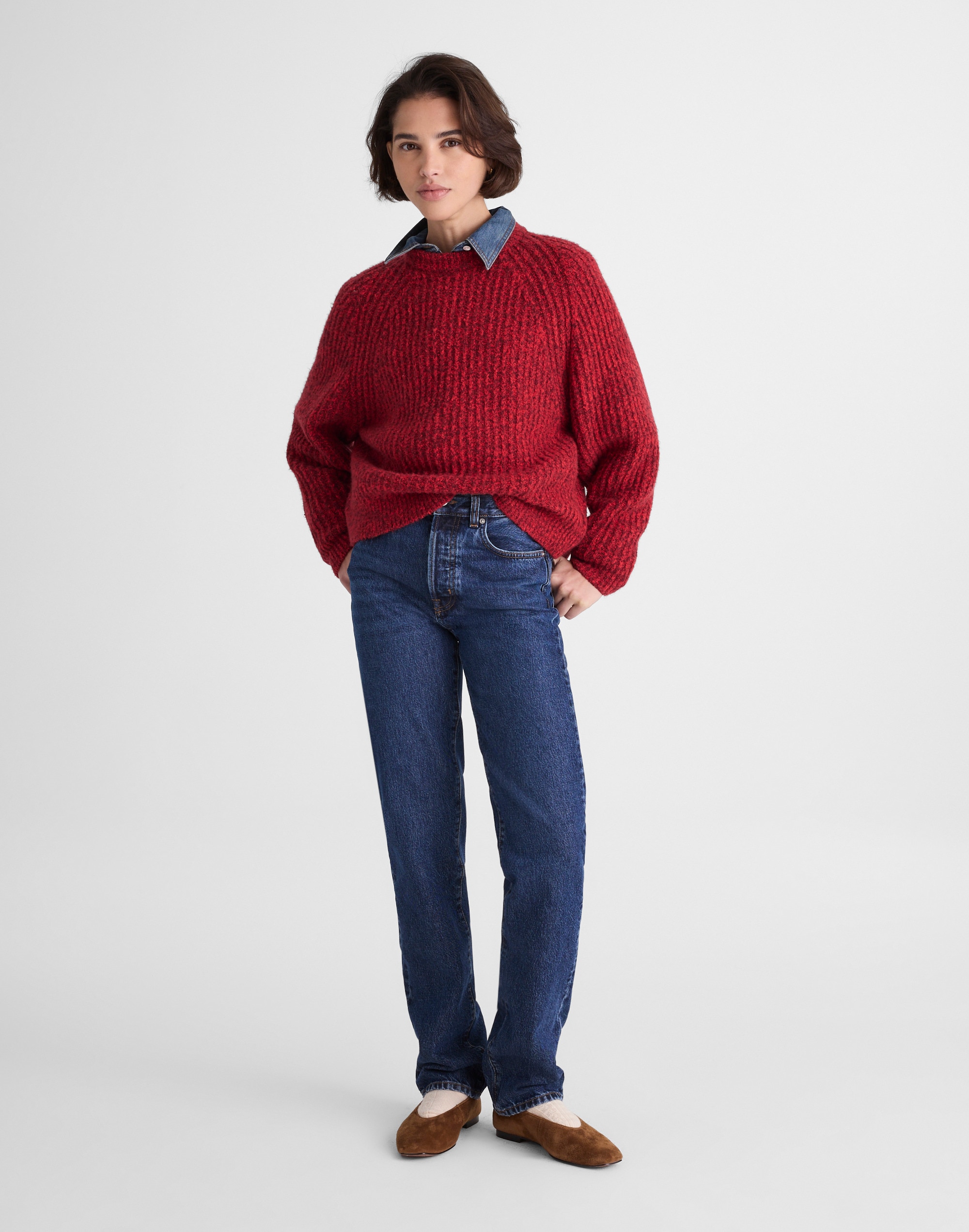 Ribbed Cotton-Blend Sweater