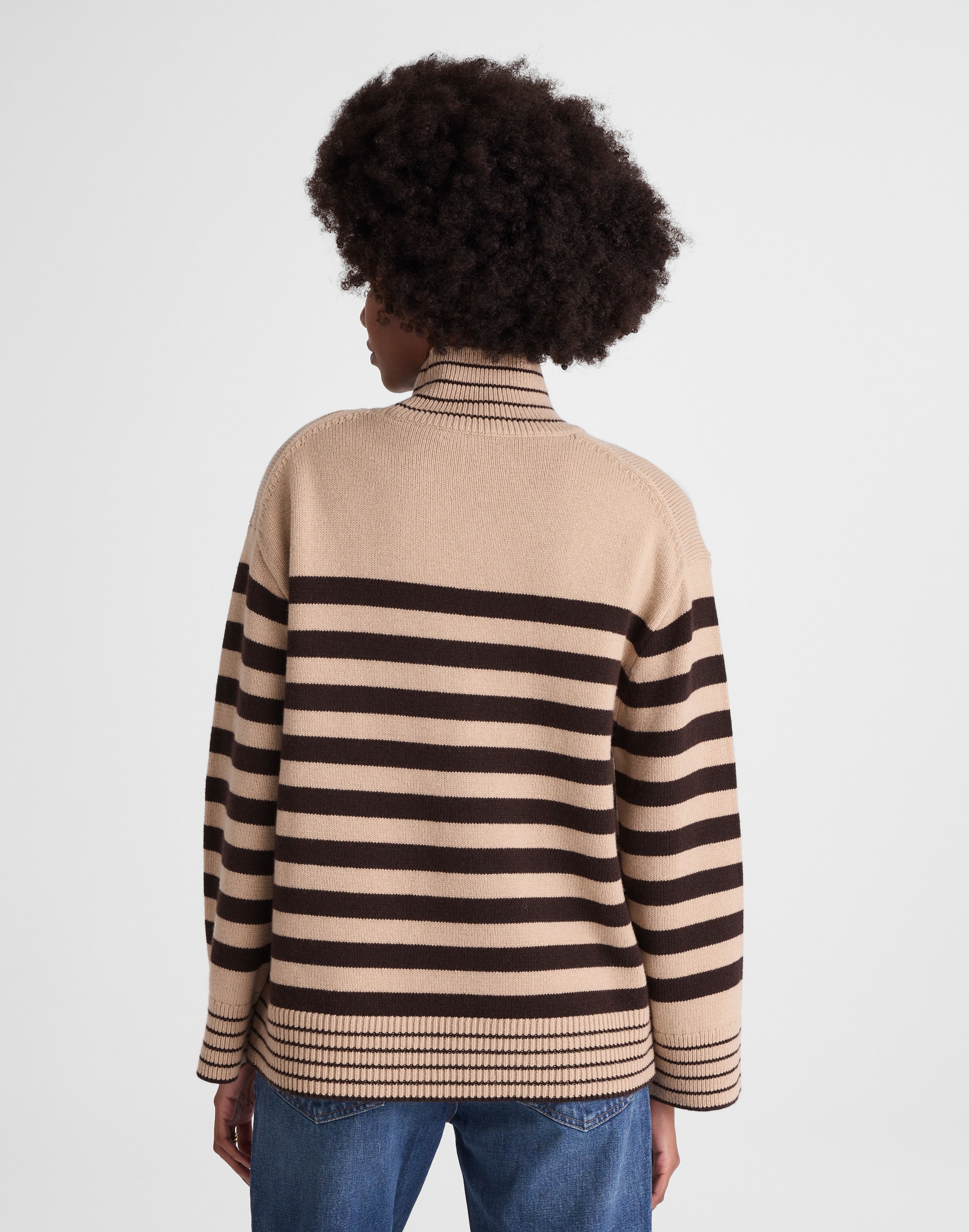 Ribbed Oversized Turtleneck Sweater in Wool Blend