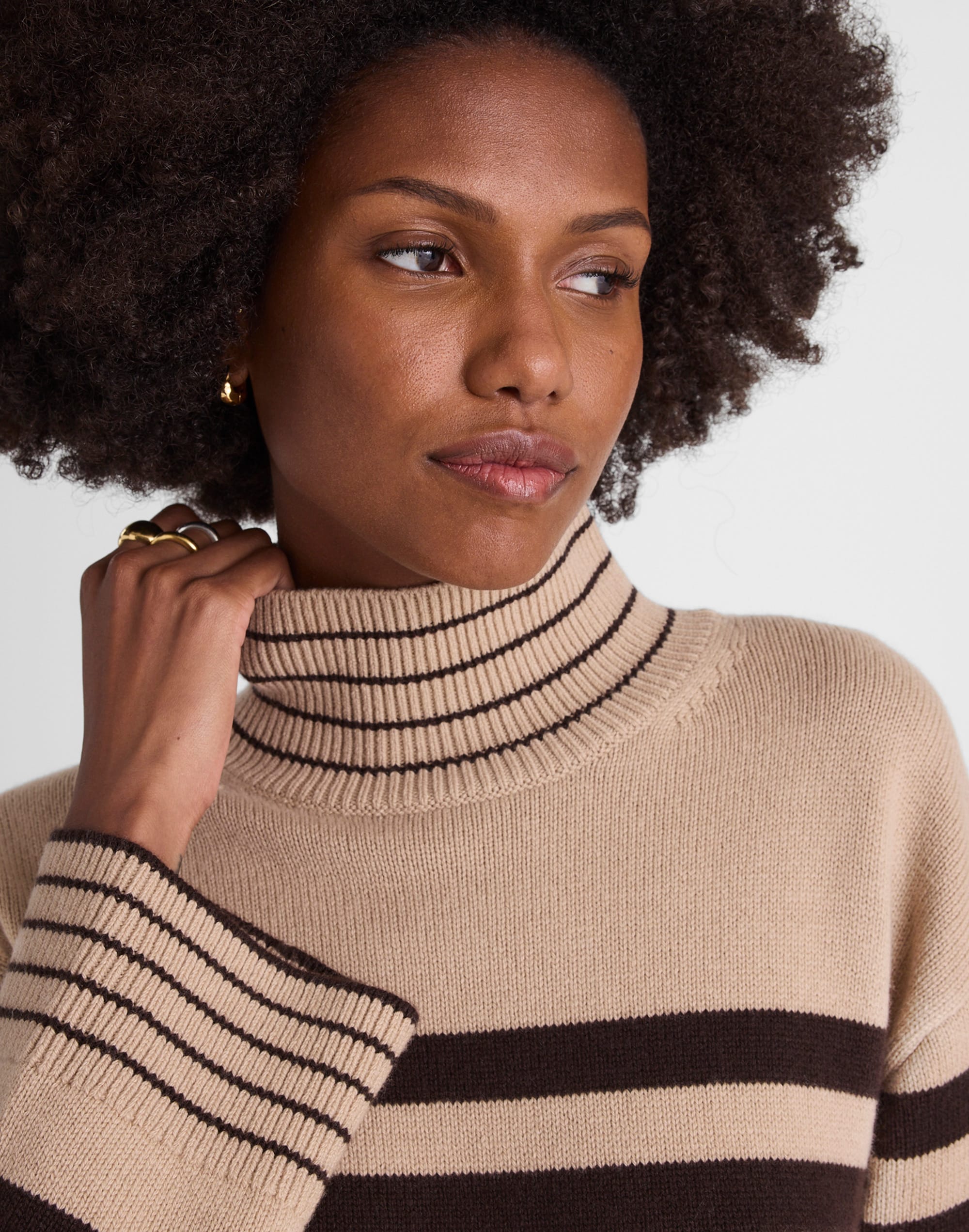 Ribbed Oversized Turtleneck Sweater in Wool Blend