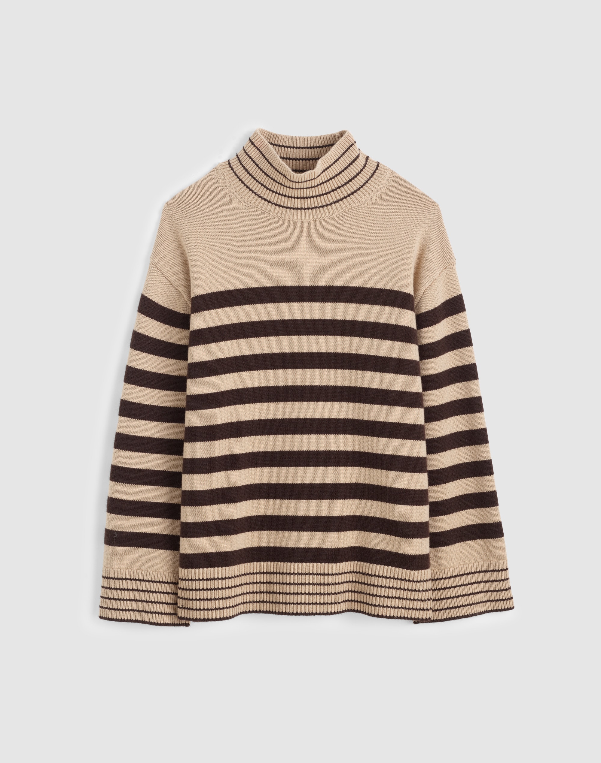 Ribbed Oversized Turtleneck Sweater in Wool Blend