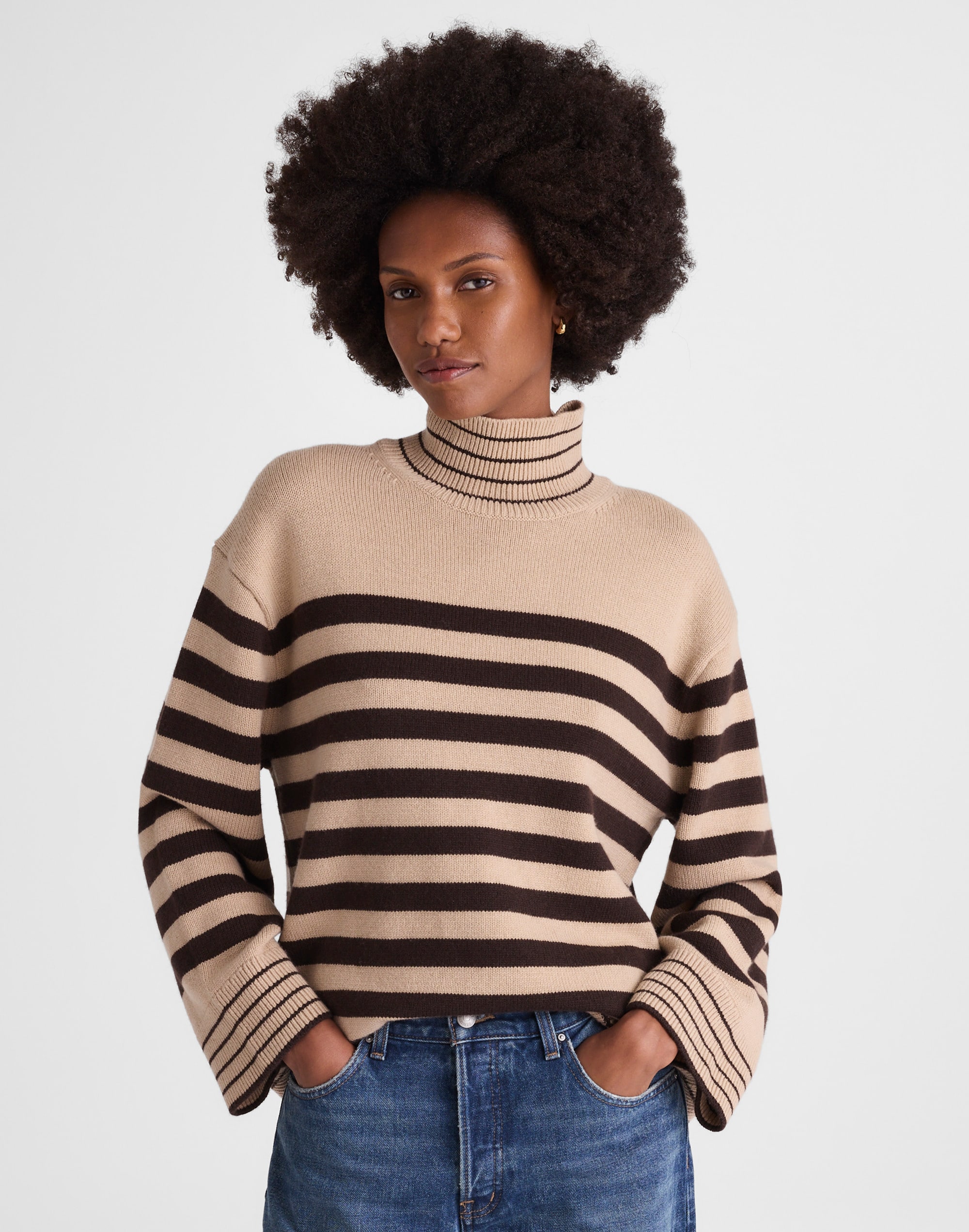 Madewell Ribbed Oversized Turtleneck Sweater In Multi