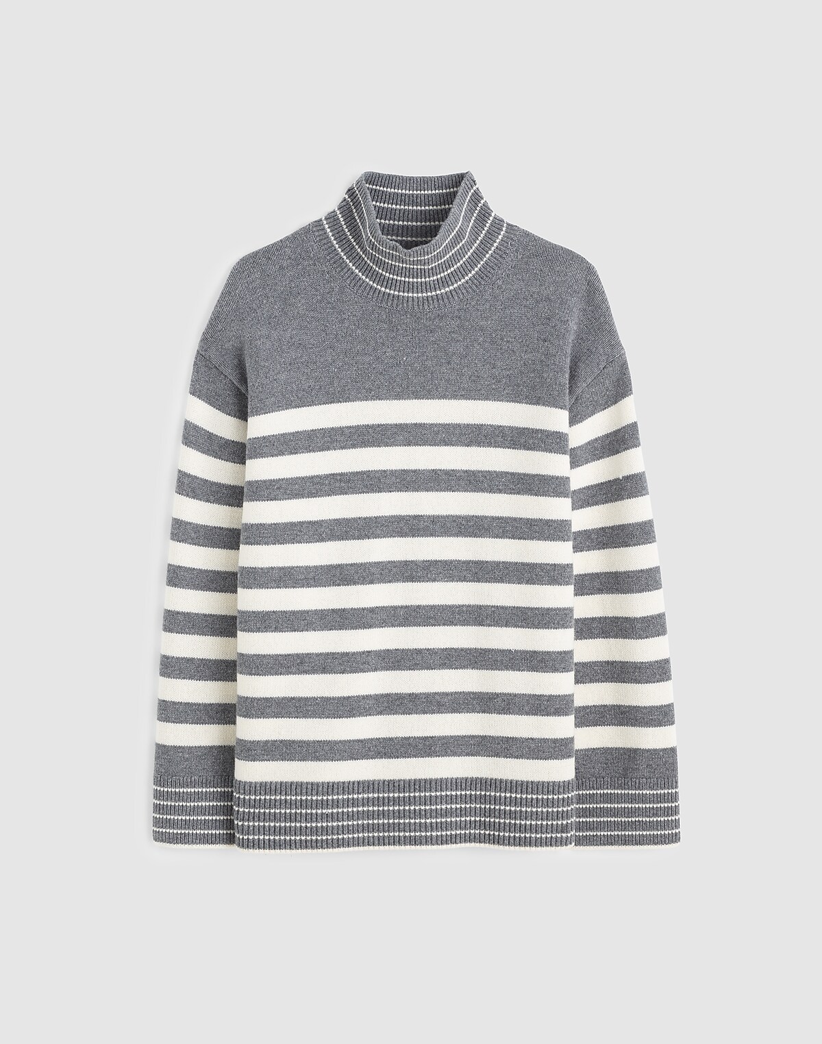Ribbed Oversized Turtleneck Sweater in Wool Blend