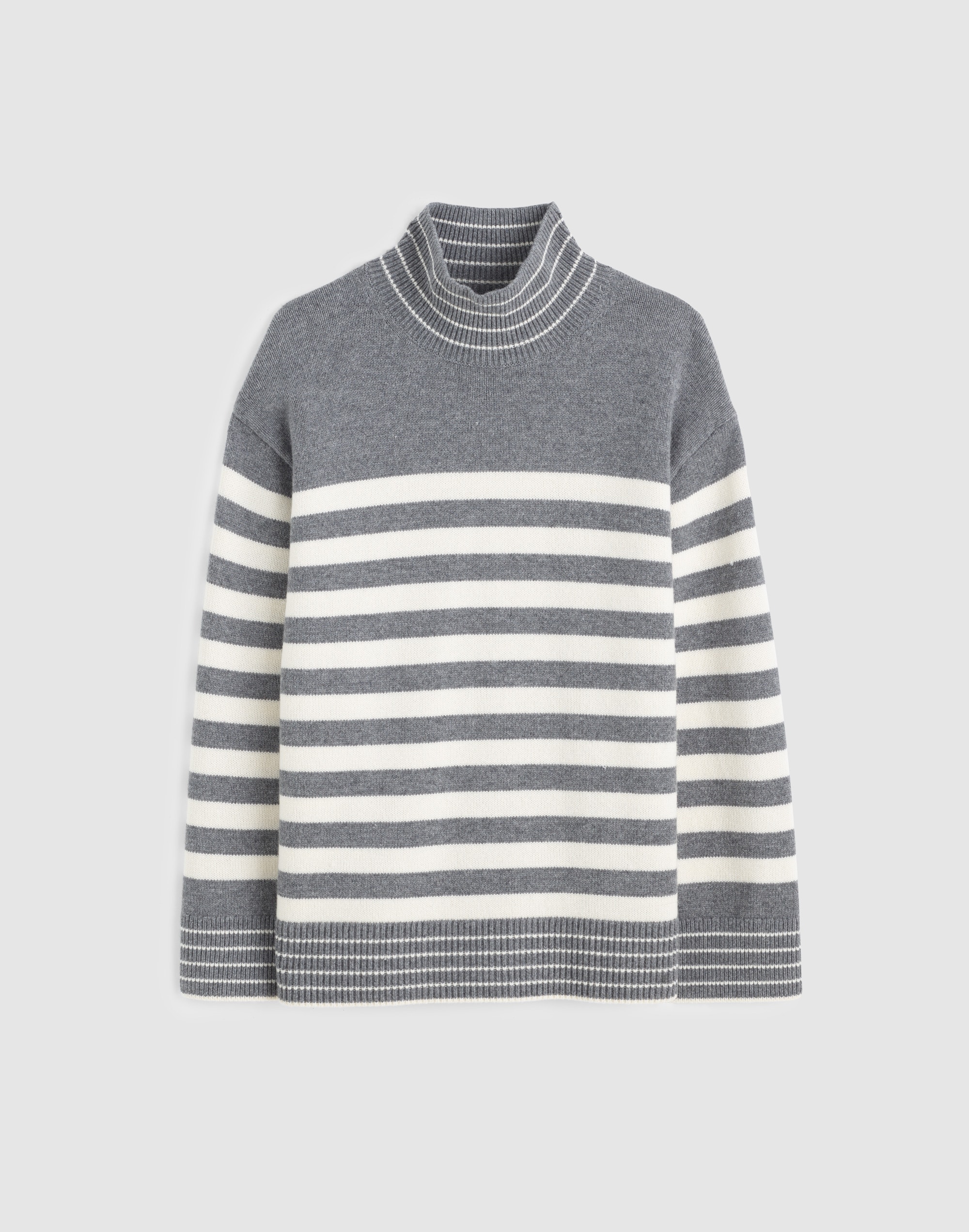 Madewell Ribbed Oversized Turtleneck Sweater In Gray
