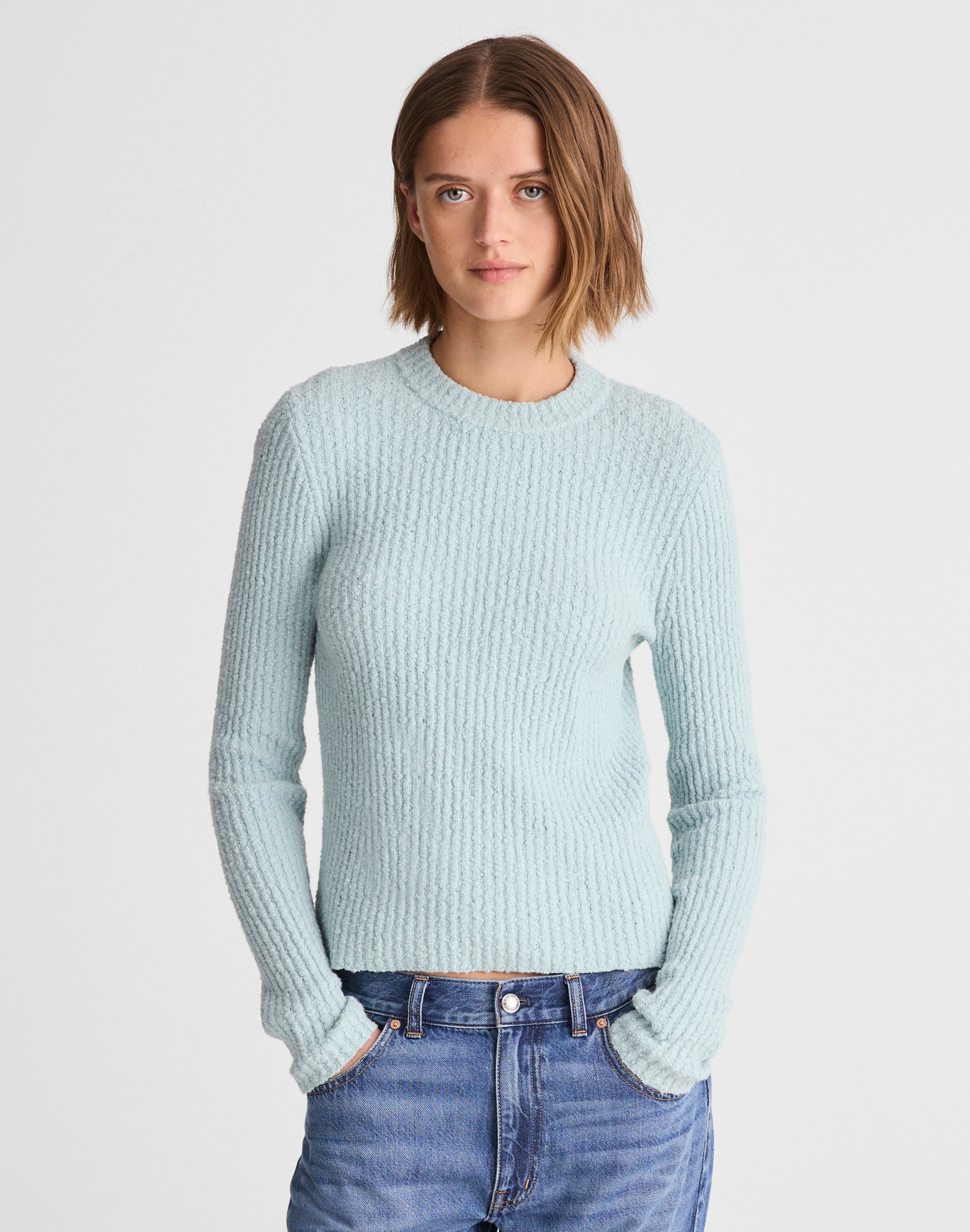 Boucl&eacute;-Knit Crewneck Sweater