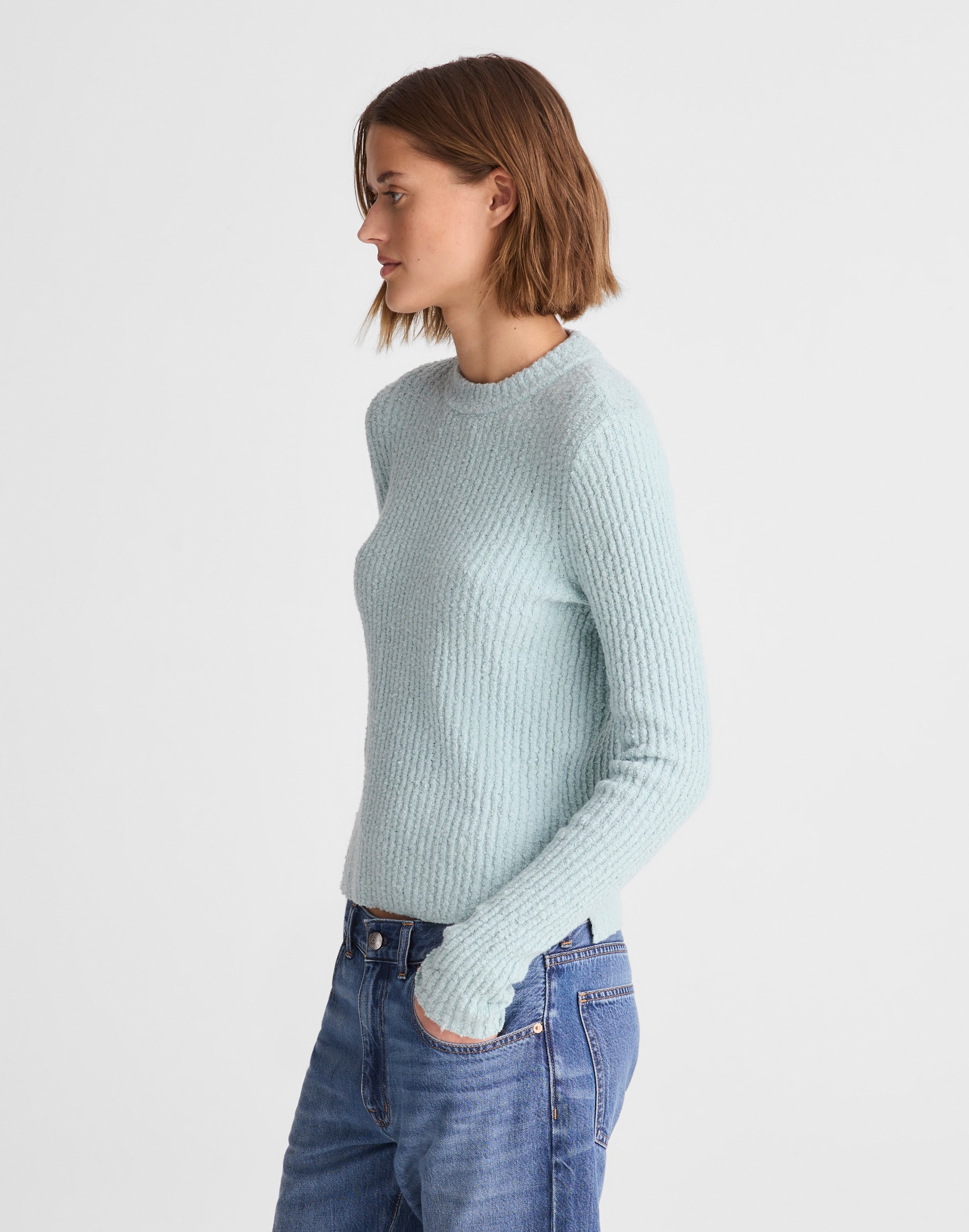 Boucl&eacute;-Knit Crewneck Sweater