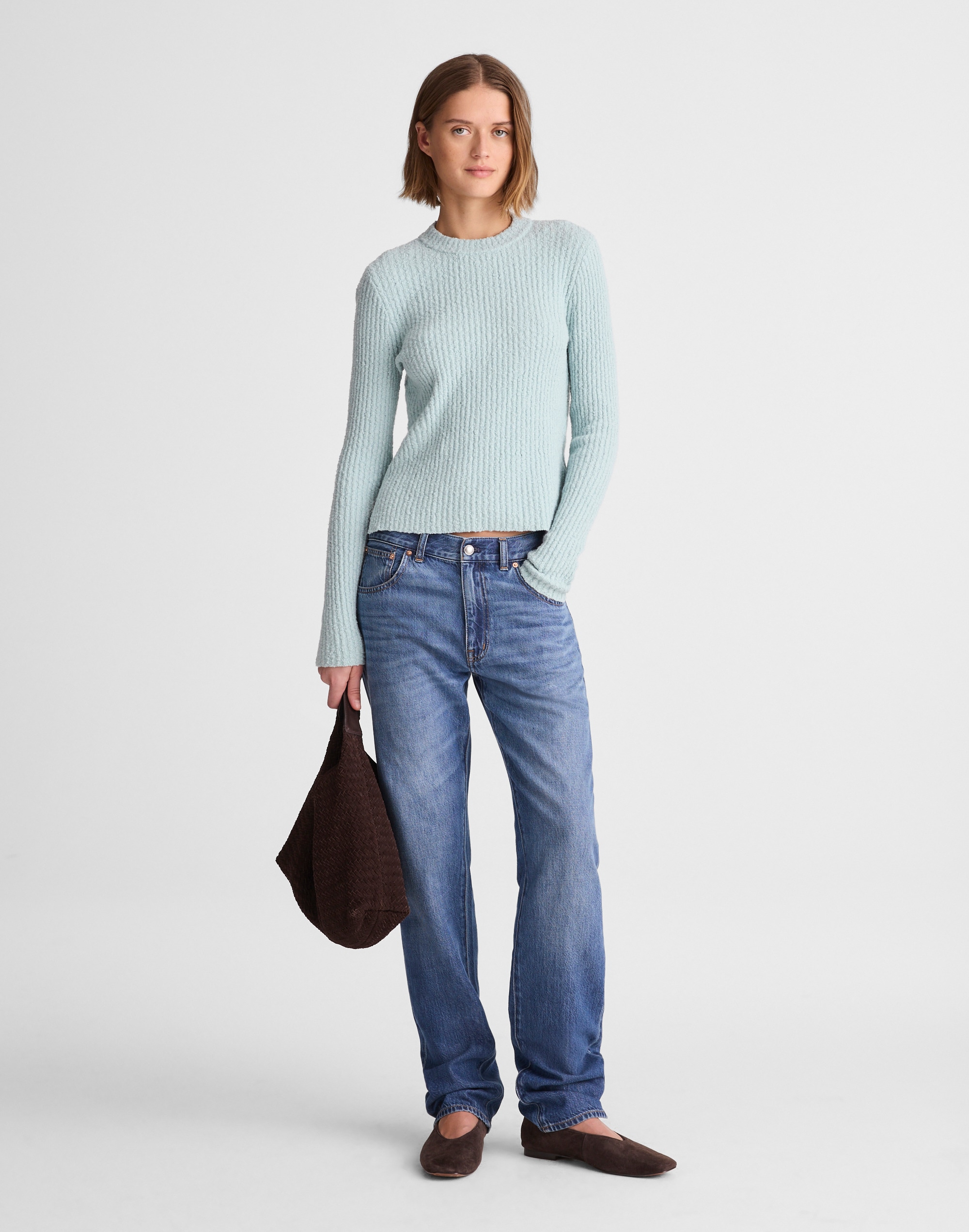 Boucl&eacute;-Knit Crewneck Sweater