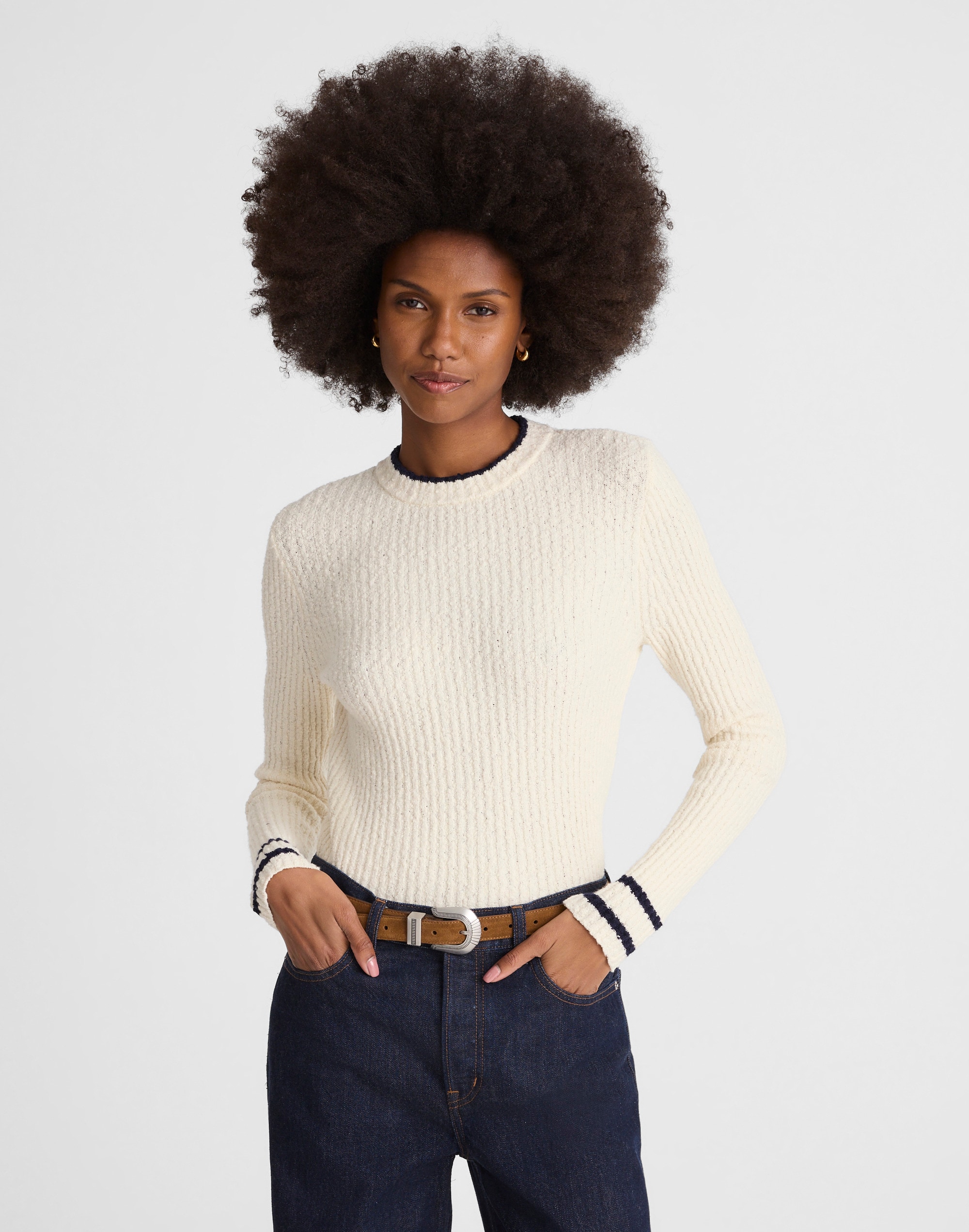 Bouclé-Knit Crewneck Sweater