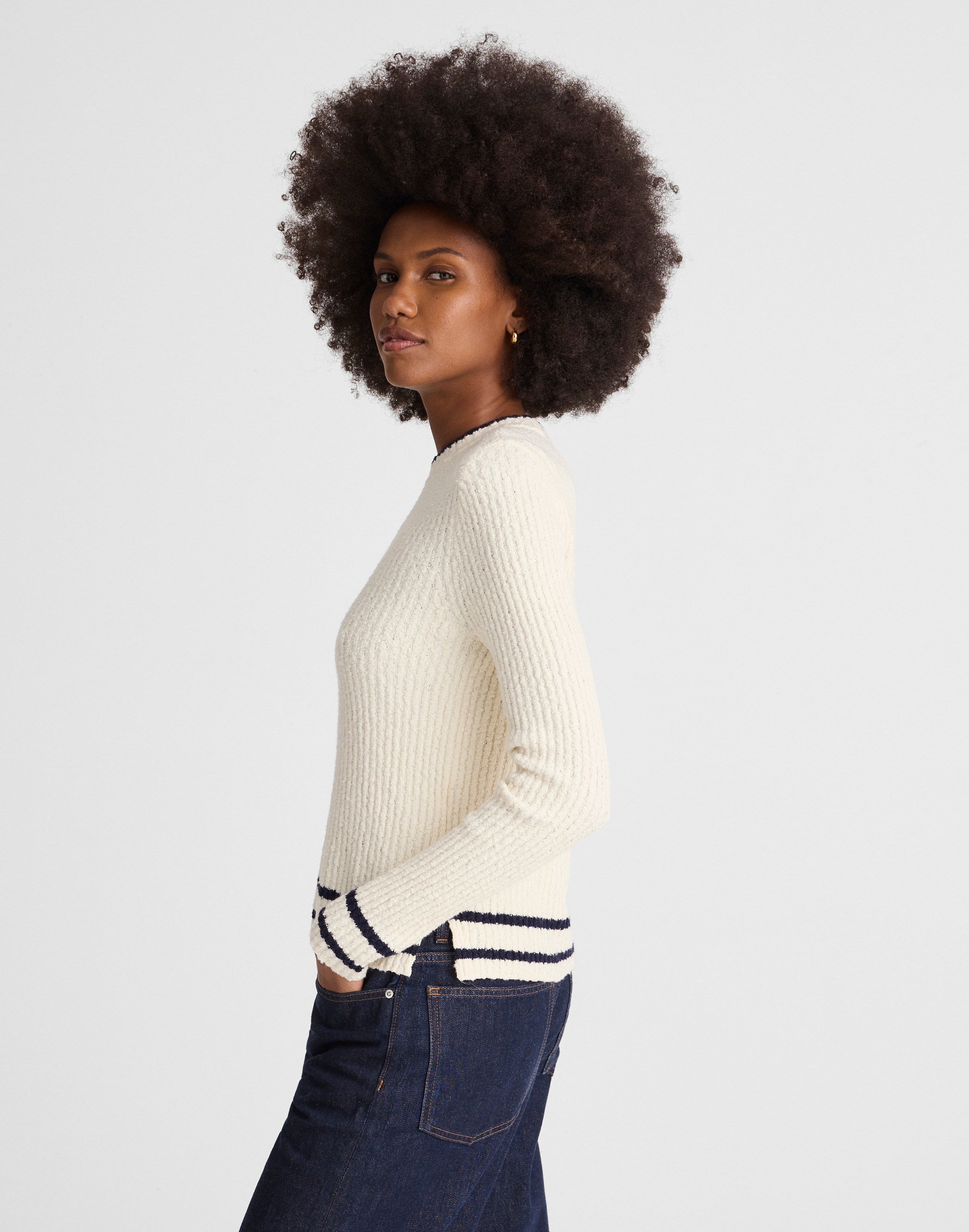 Bouclé-Knit Crewneck Sweater