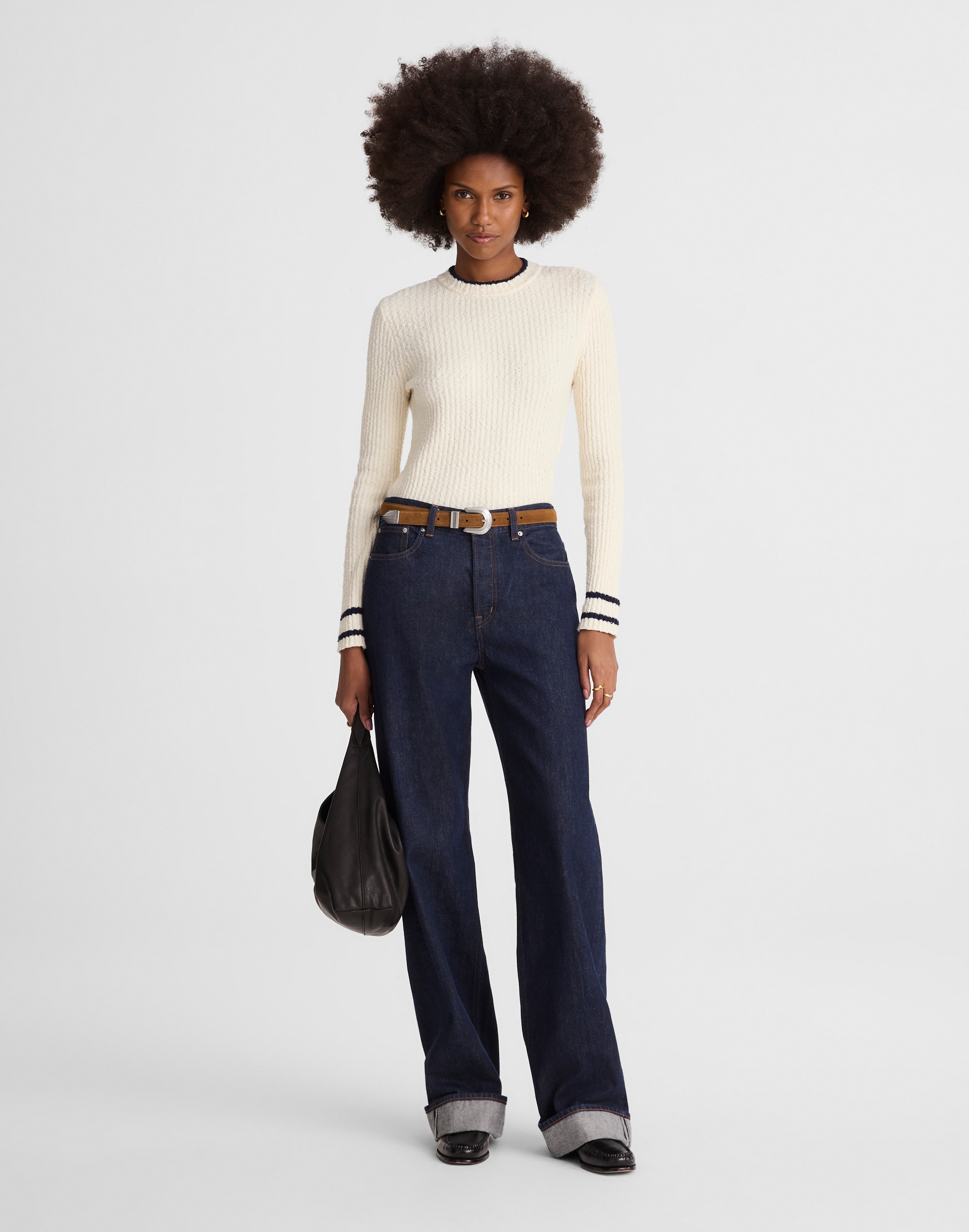 Bouclé-Knit Crewneck Sweater