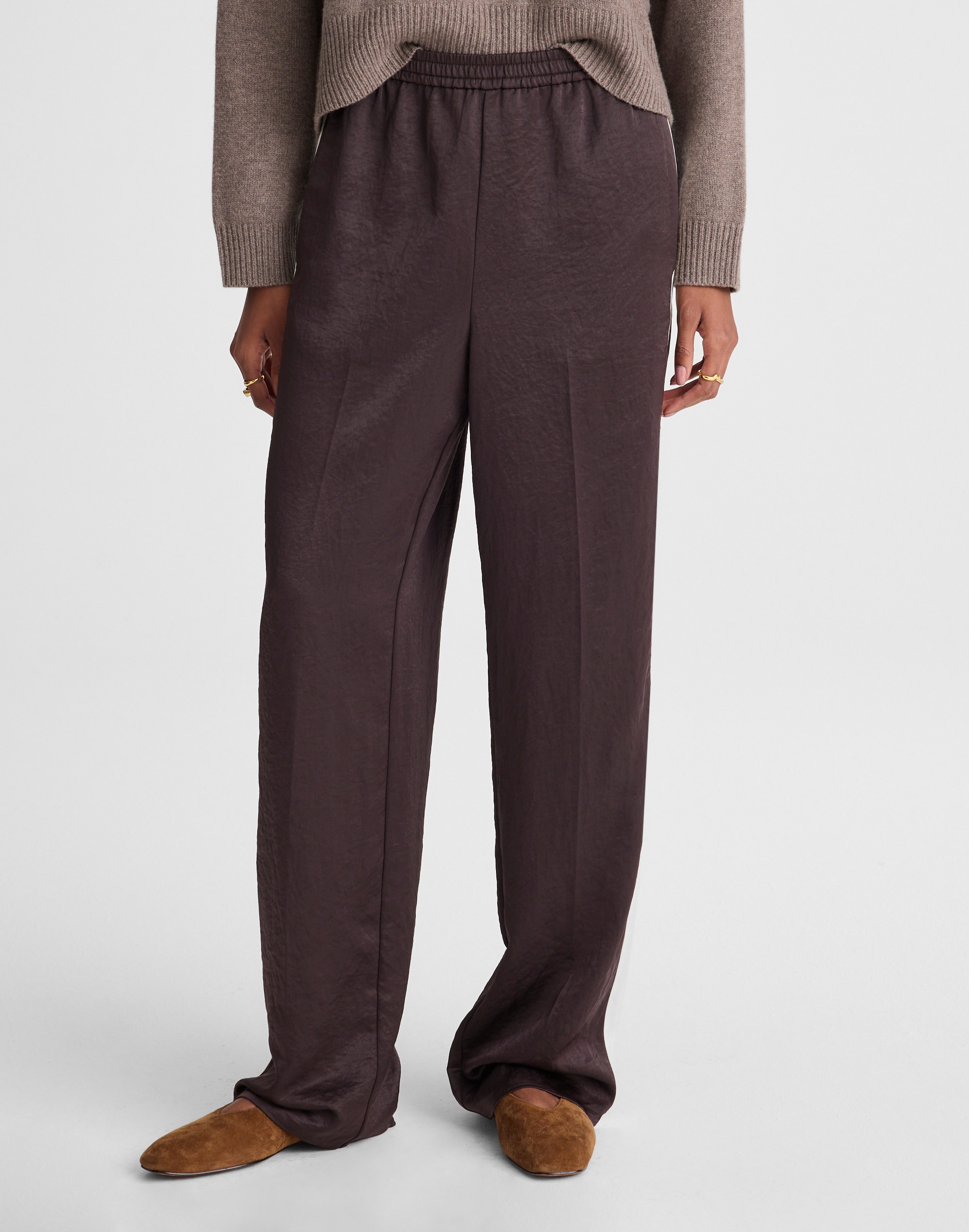 The Tall Easy Pull-On Track Pant in Satin