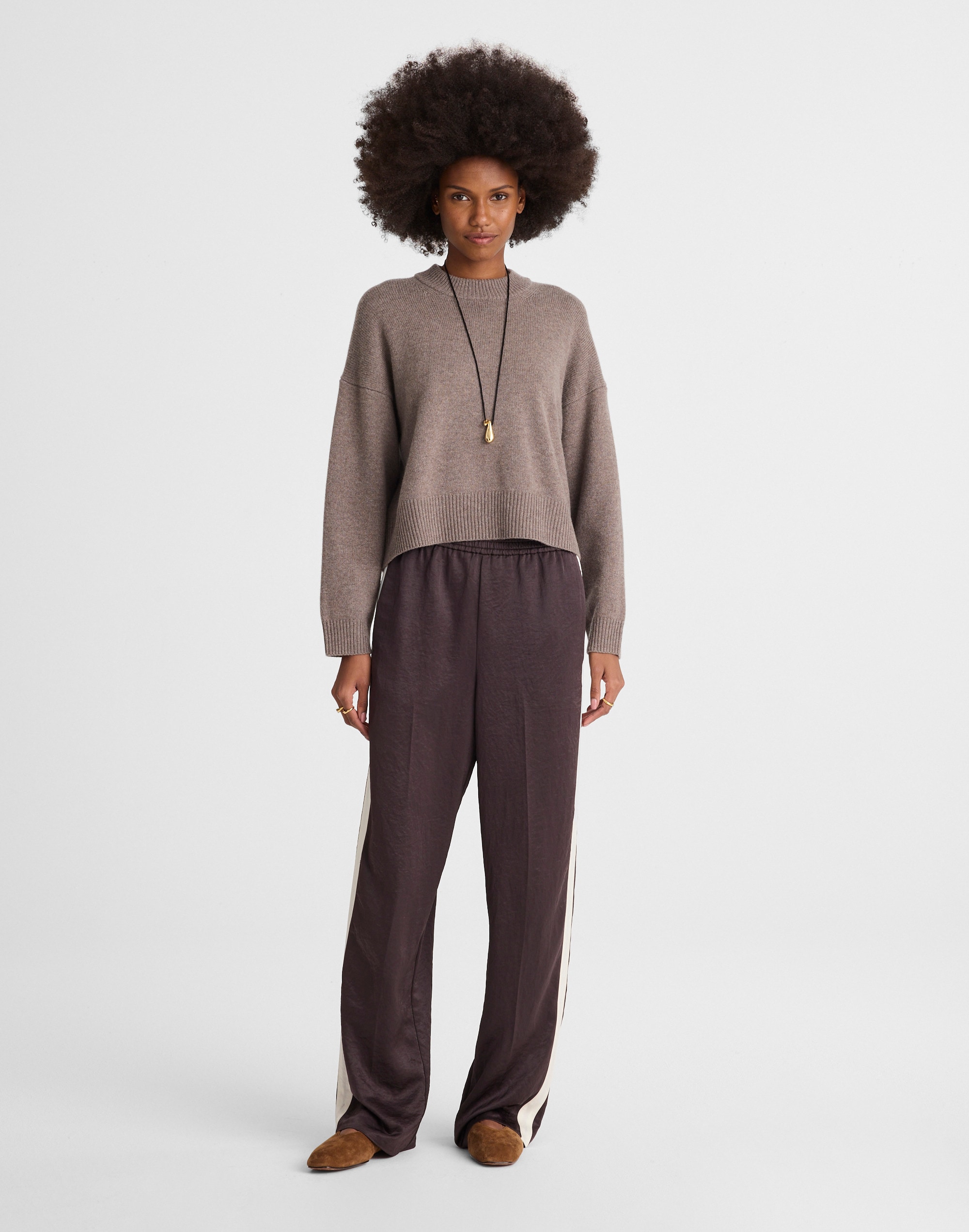 The Tall Easy Pull-On Track Pant in Satin