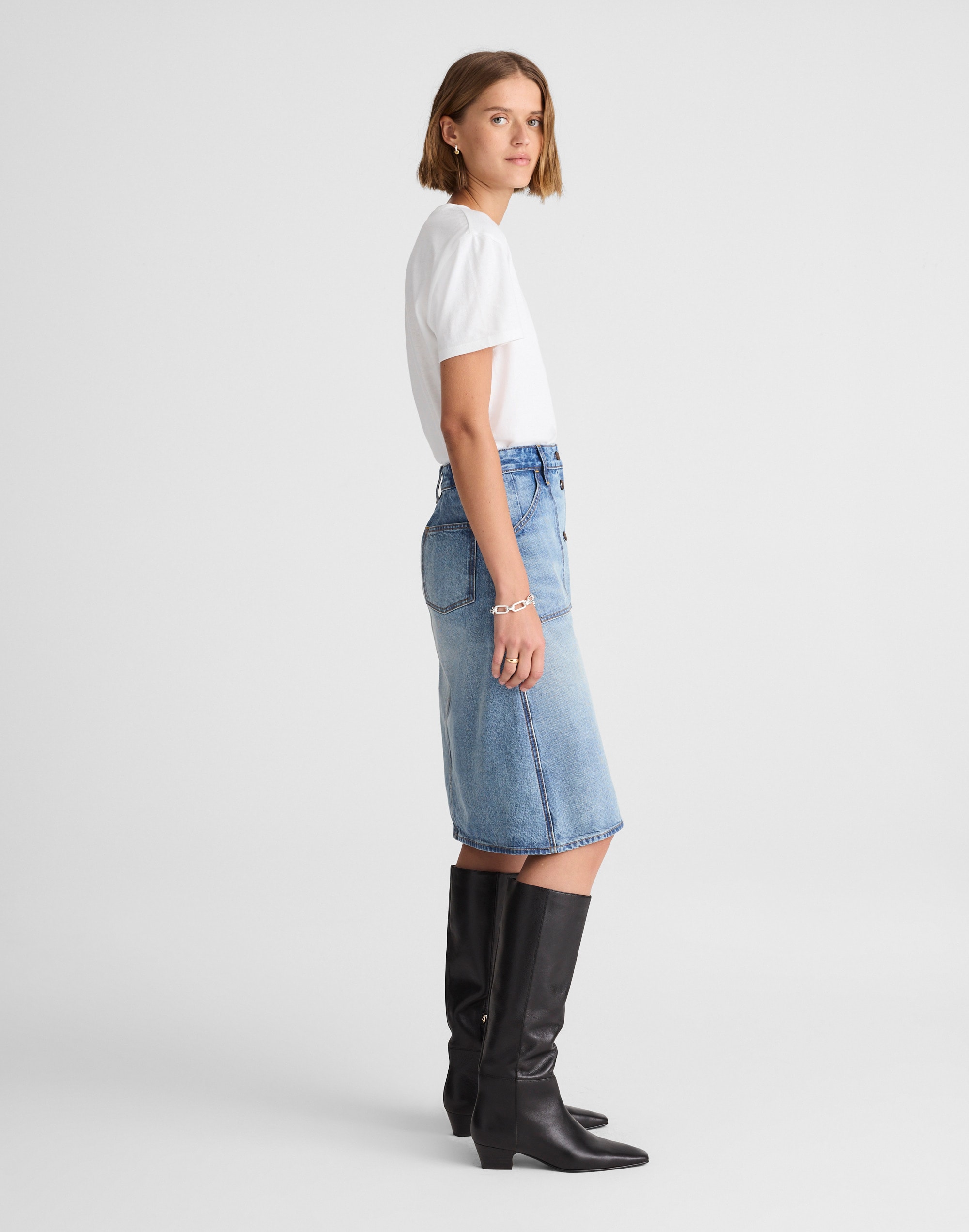 Alexa Chung for Madewell Shelley Denim Skirt Leegate Wash
