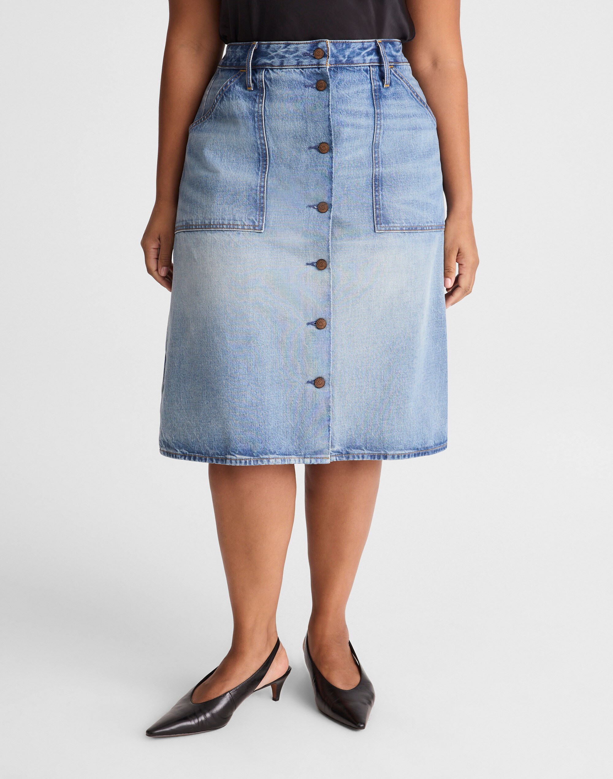 Alexa Chung for Madewell Plus Shelley Denim Skirt in Leegate Wash