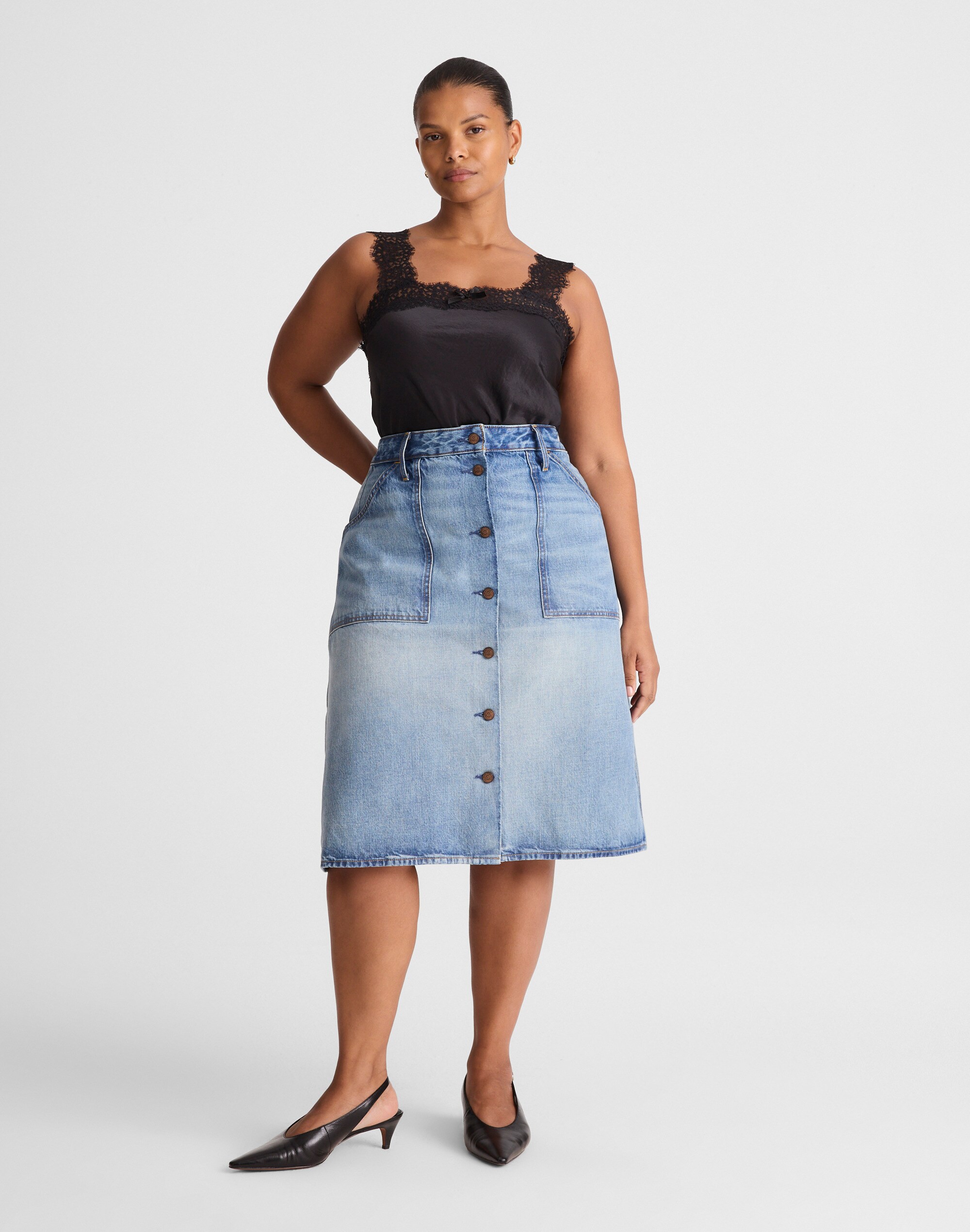 Alexa Chung for Madewell Plus Shelley Denim Skirt in Leegate Wash