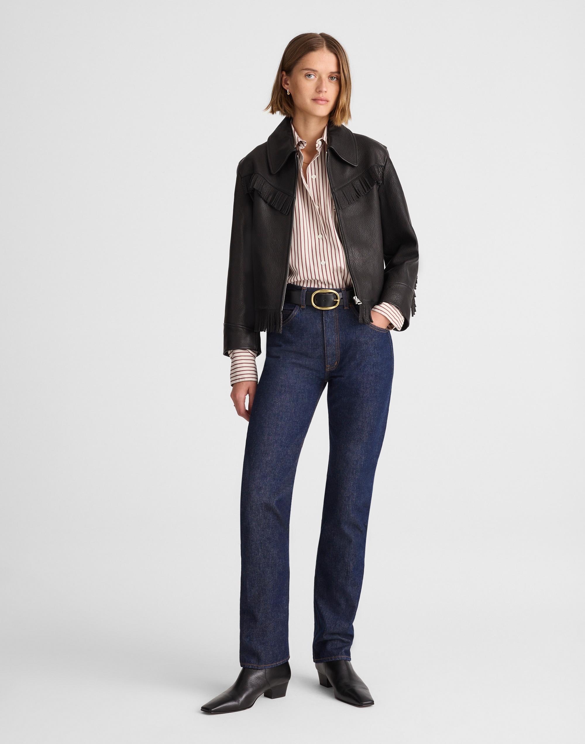 Alexa Chung for Madewell Ronnie Leather Fringe Jacket