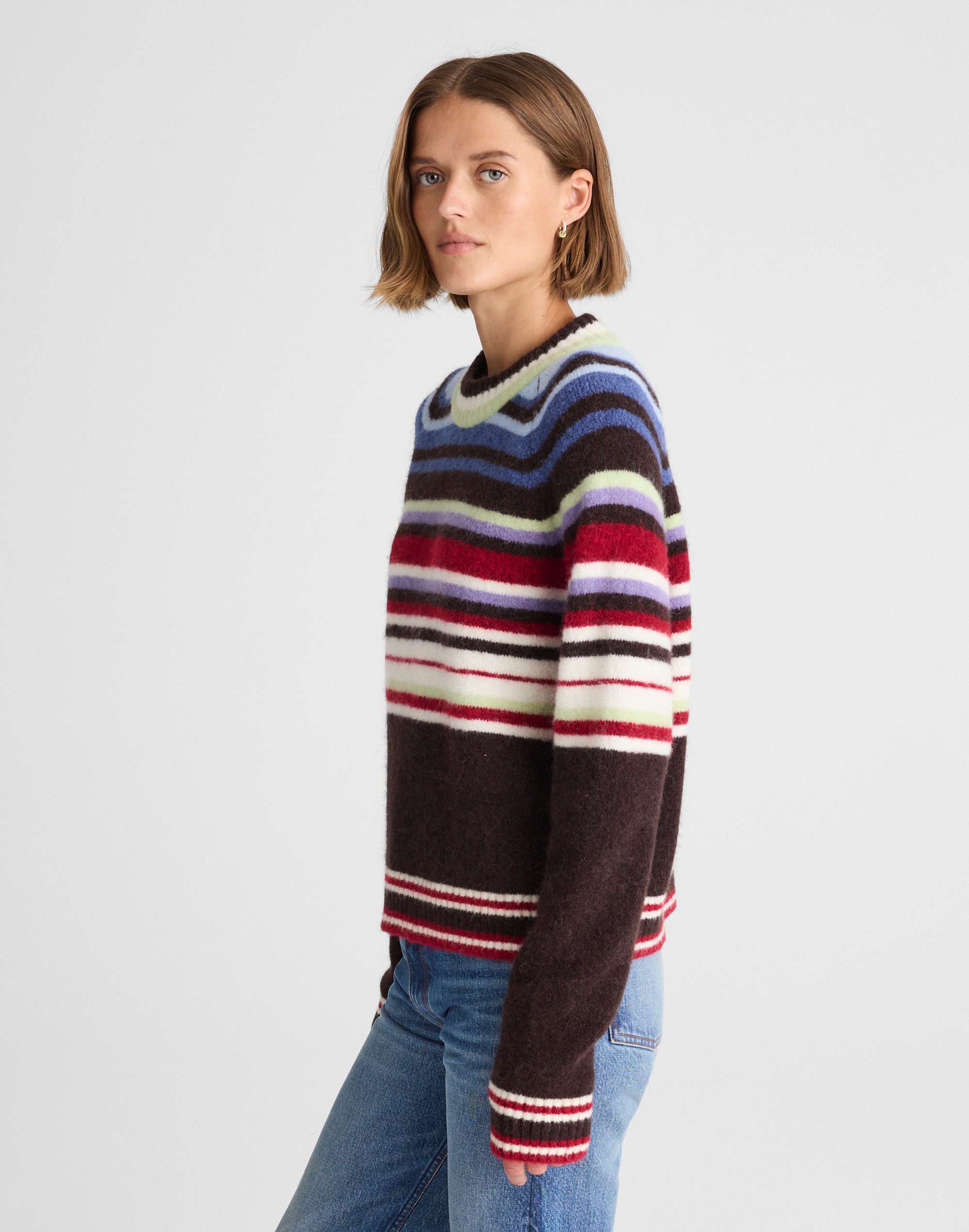 Alexa Chung for Madewell Millie Striped Sweater in Cloudsoft