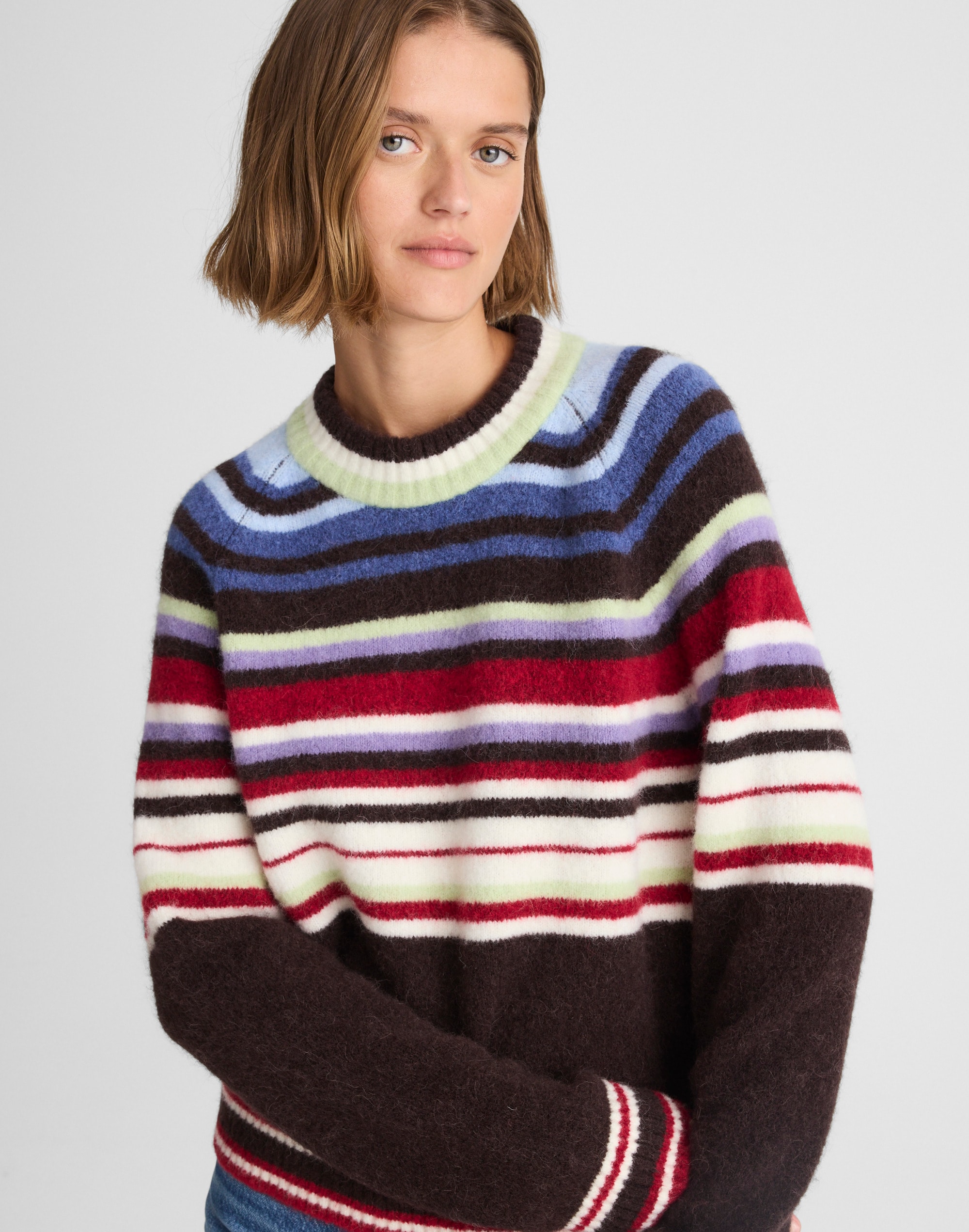 Alexa Chung for Madewell Millie Striped Sweater in Cloudsoft