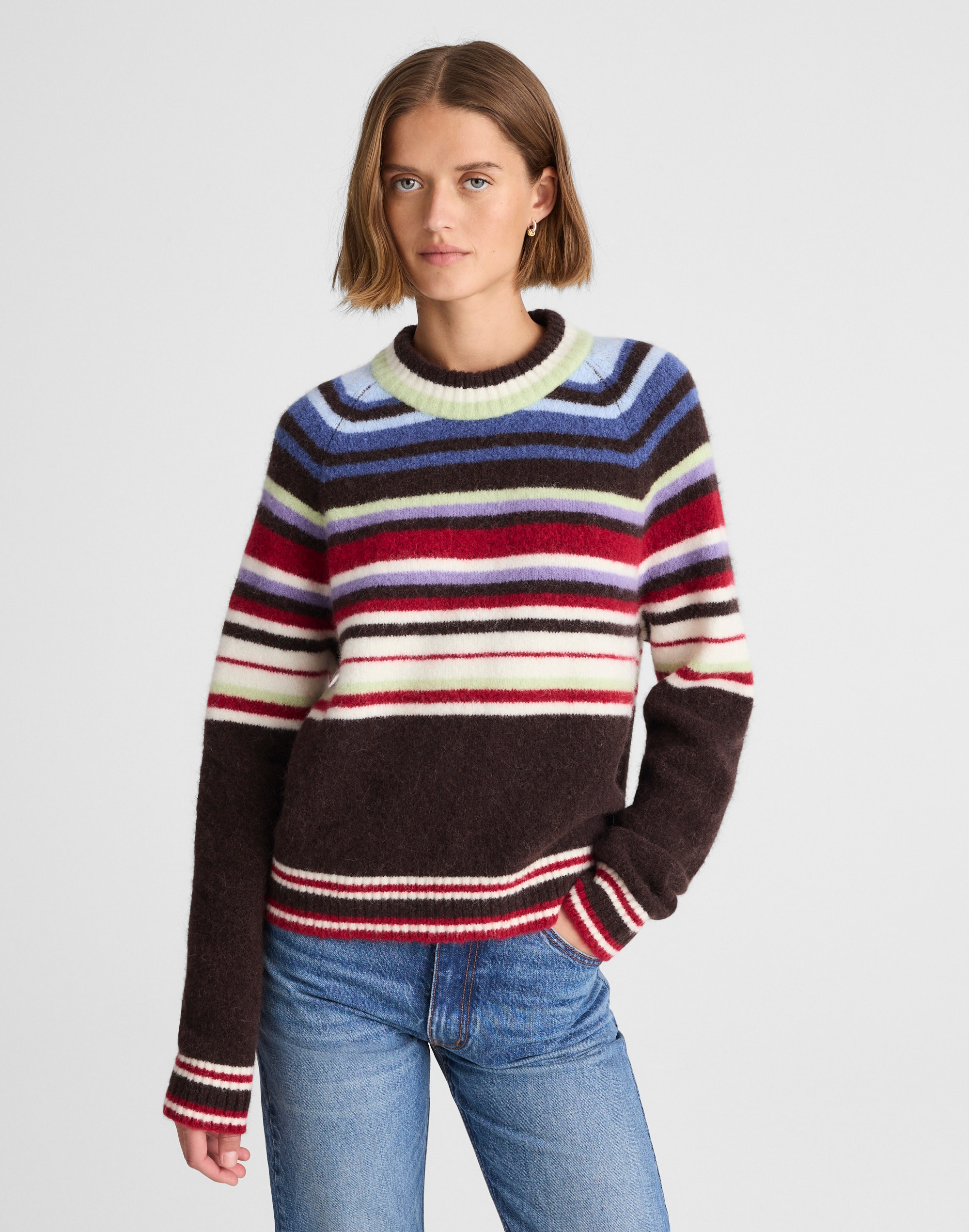 Alexa Chung for Madewell Millie Striped Sweater in Cloudsoft