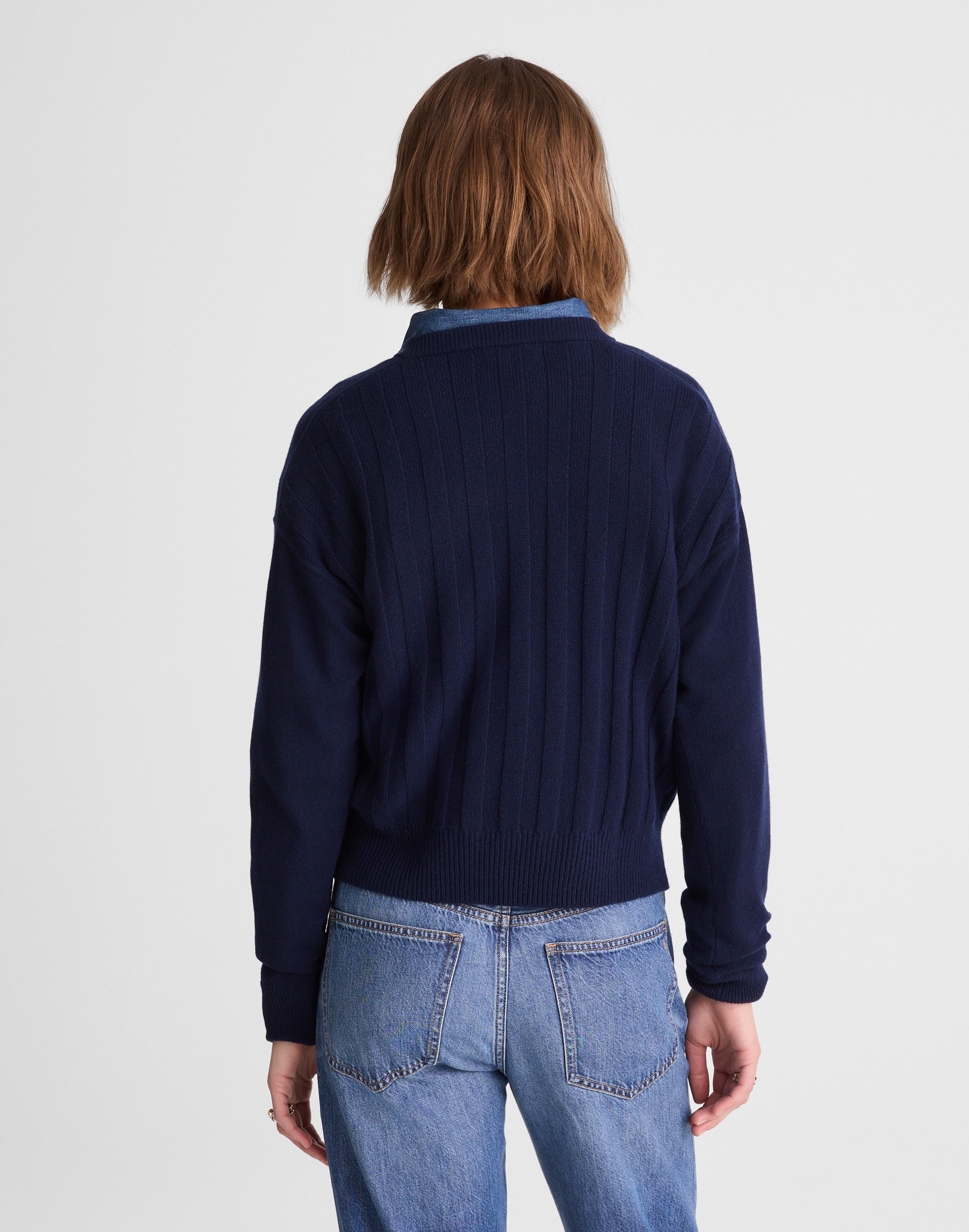 Rib-Stitch Crewneck Sweater in Cashmere