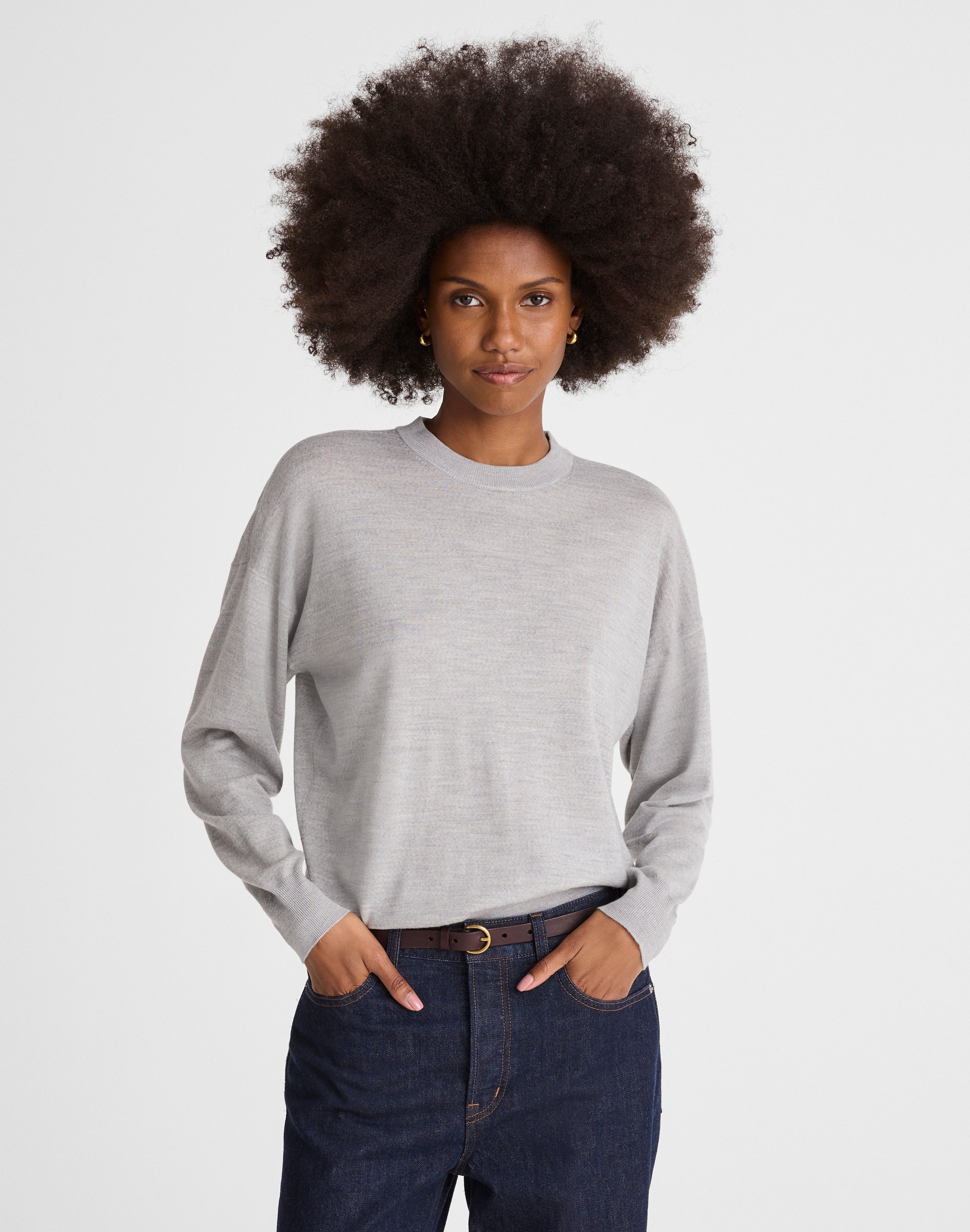 Madewell Drop-shoulder Sweater In Gray