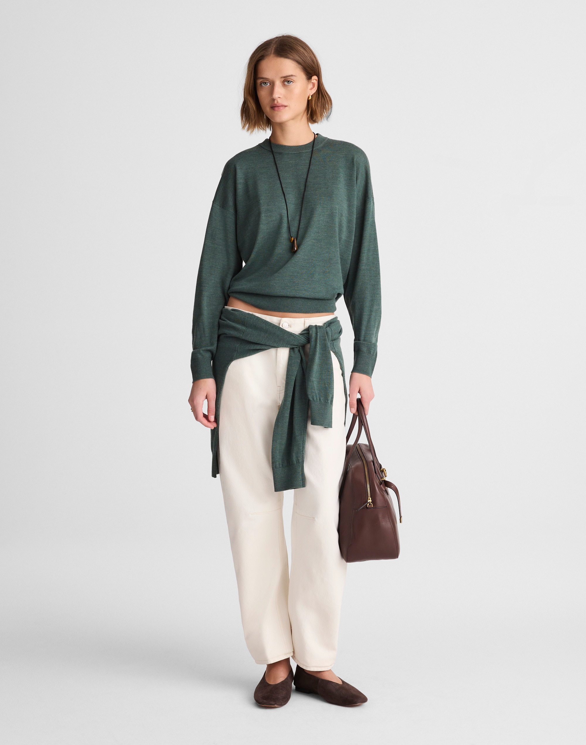 Drop-Shoulder Sweater in Merino Wool