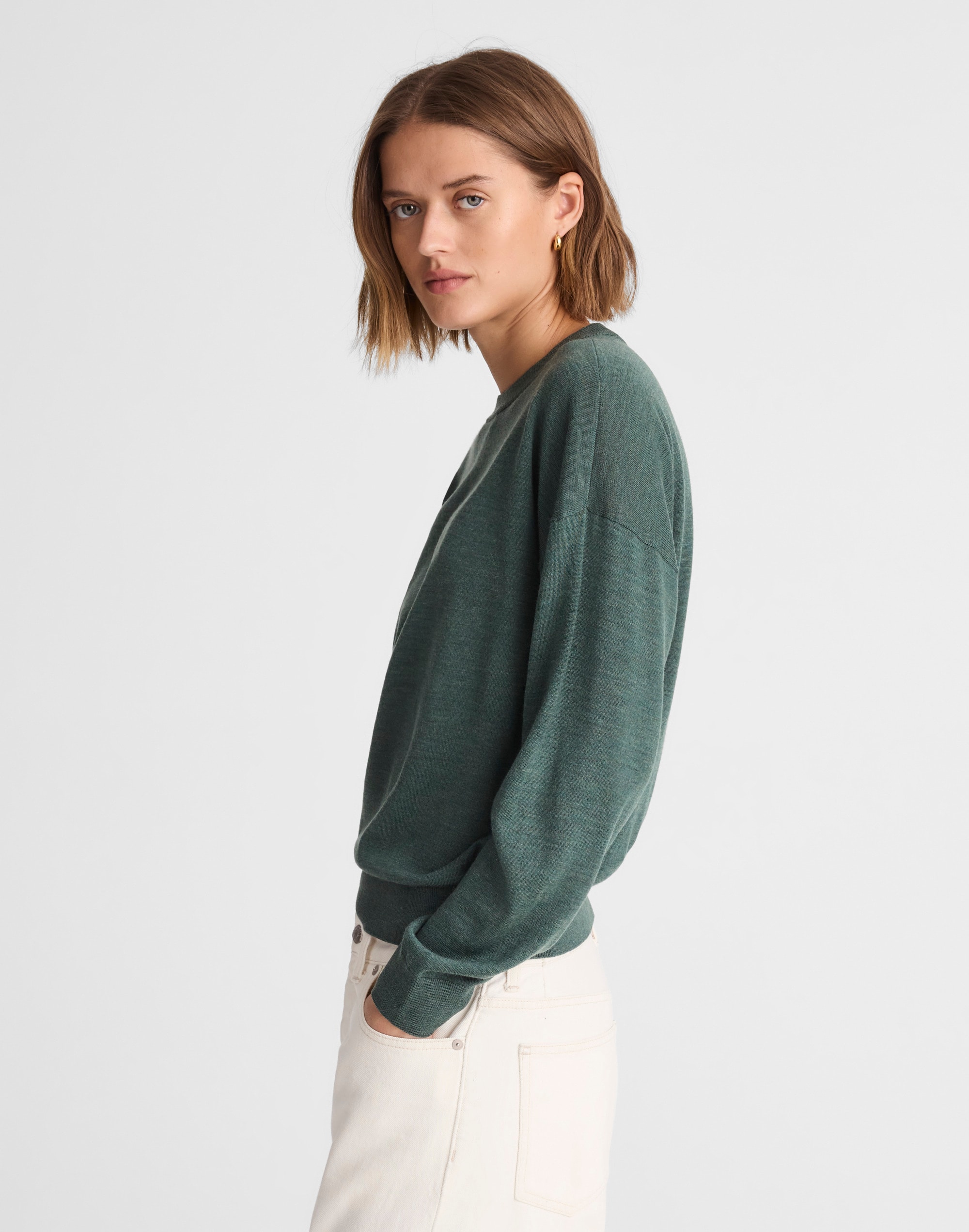 Drop-Shoulder Sweater in Merino Wool