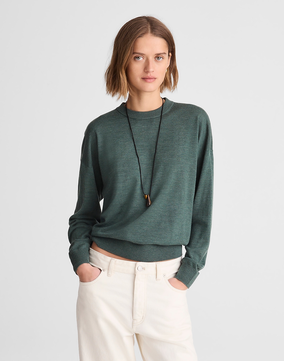 Drop-Shoulder Sweater in Merino Wool