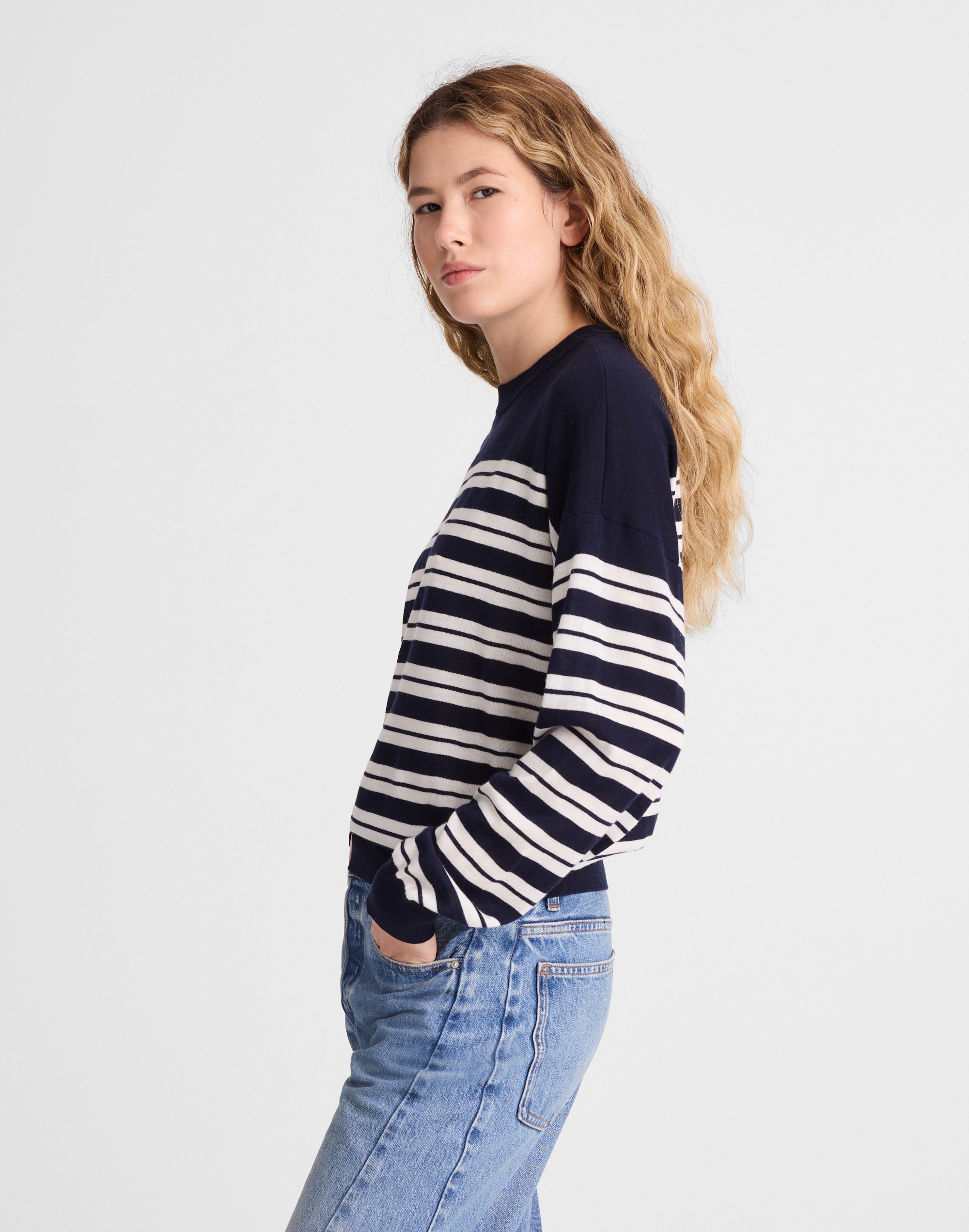 Drop-Shoulder Sweater in Merino Wool