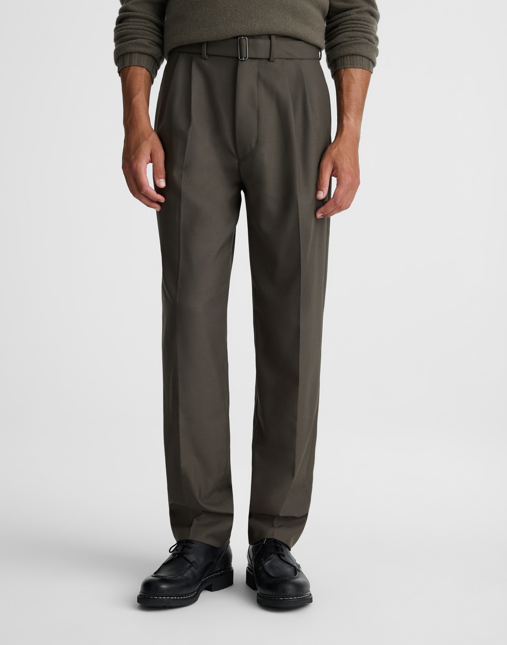 Double-Pleated Trousers Wool Blend