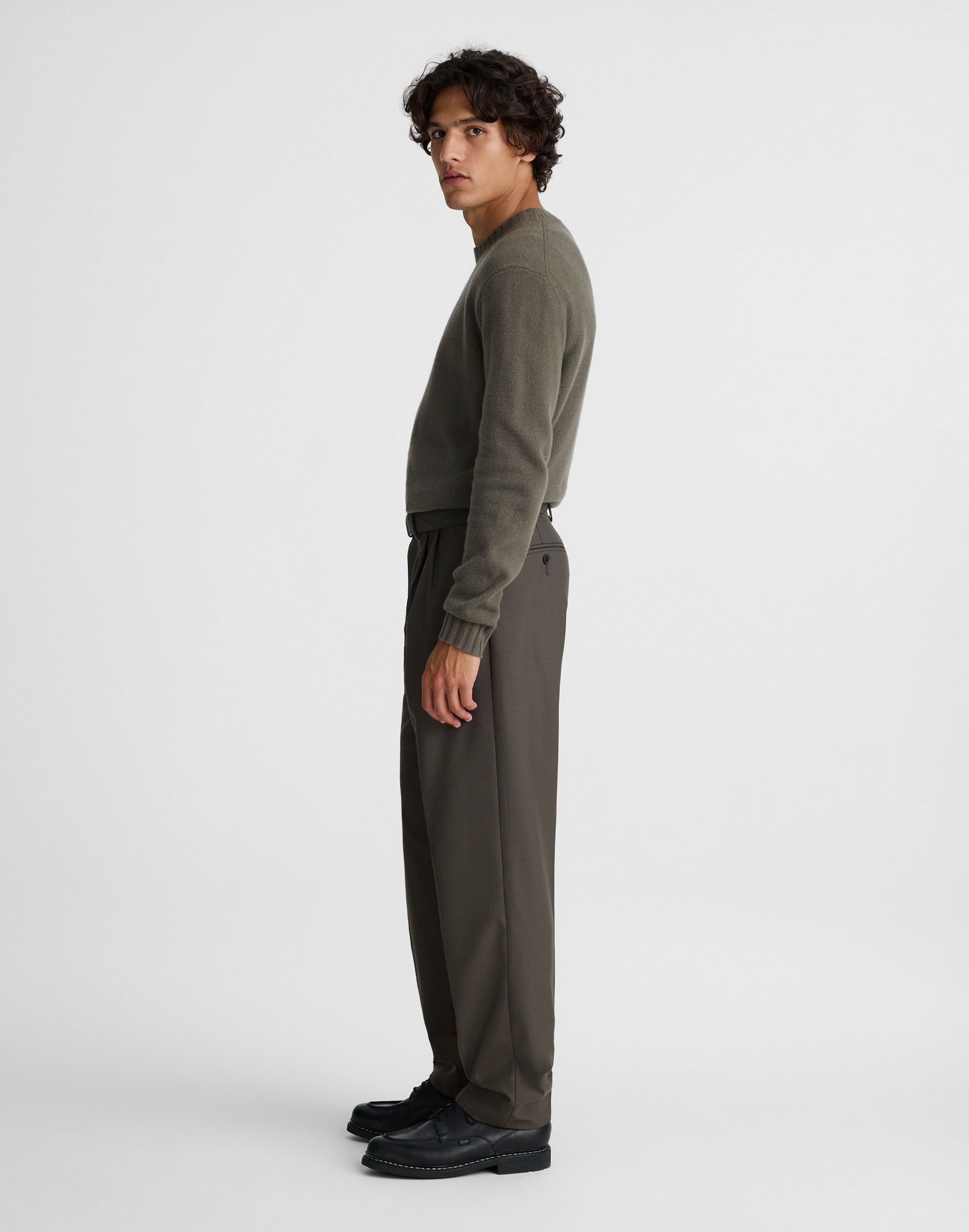 Double-Pleated Trousers Wool Blend