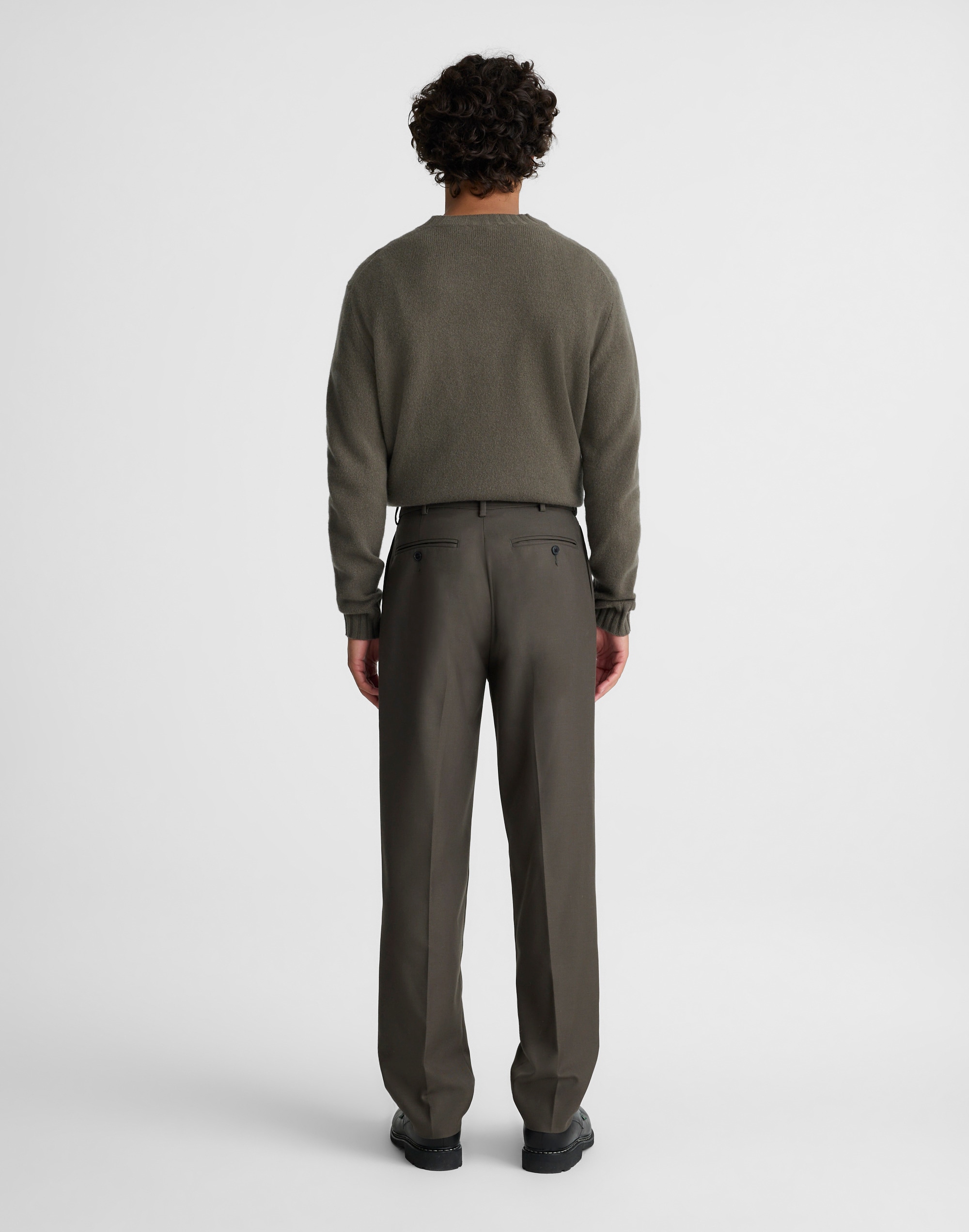 Double-Pleated Trousers Wool Blend