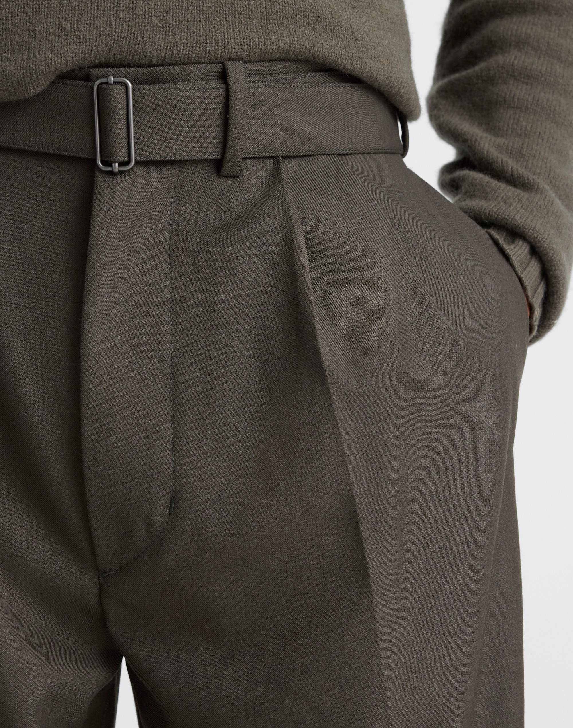 Double-Pleated Trousers Wool Blend
