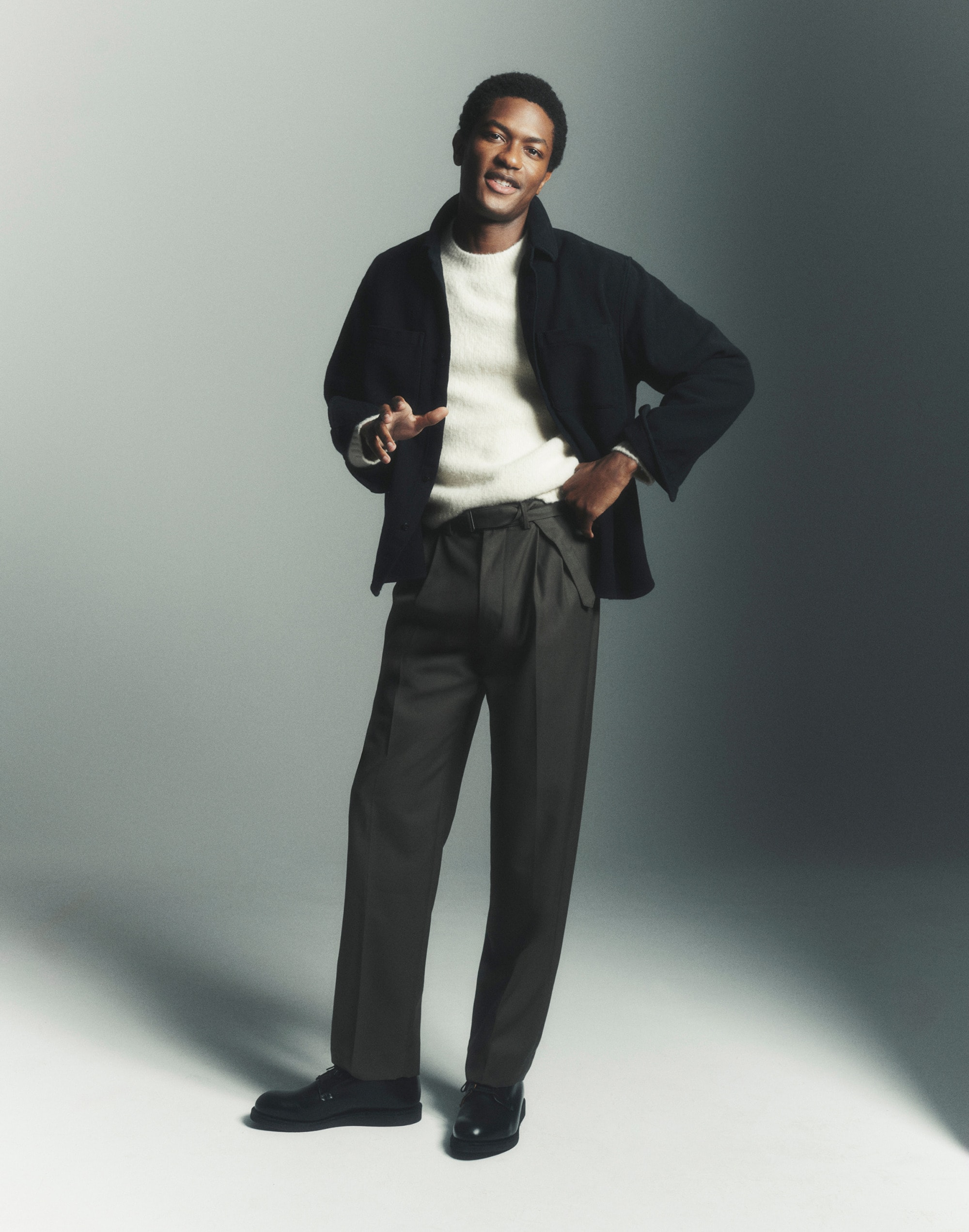 Double-Pleated Trousers Wool Blend