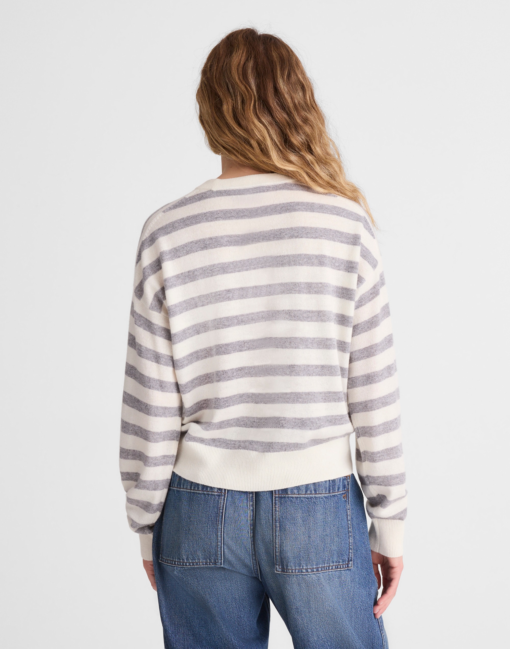 Rib-Stitch Crewneck Sweater in Cashmere