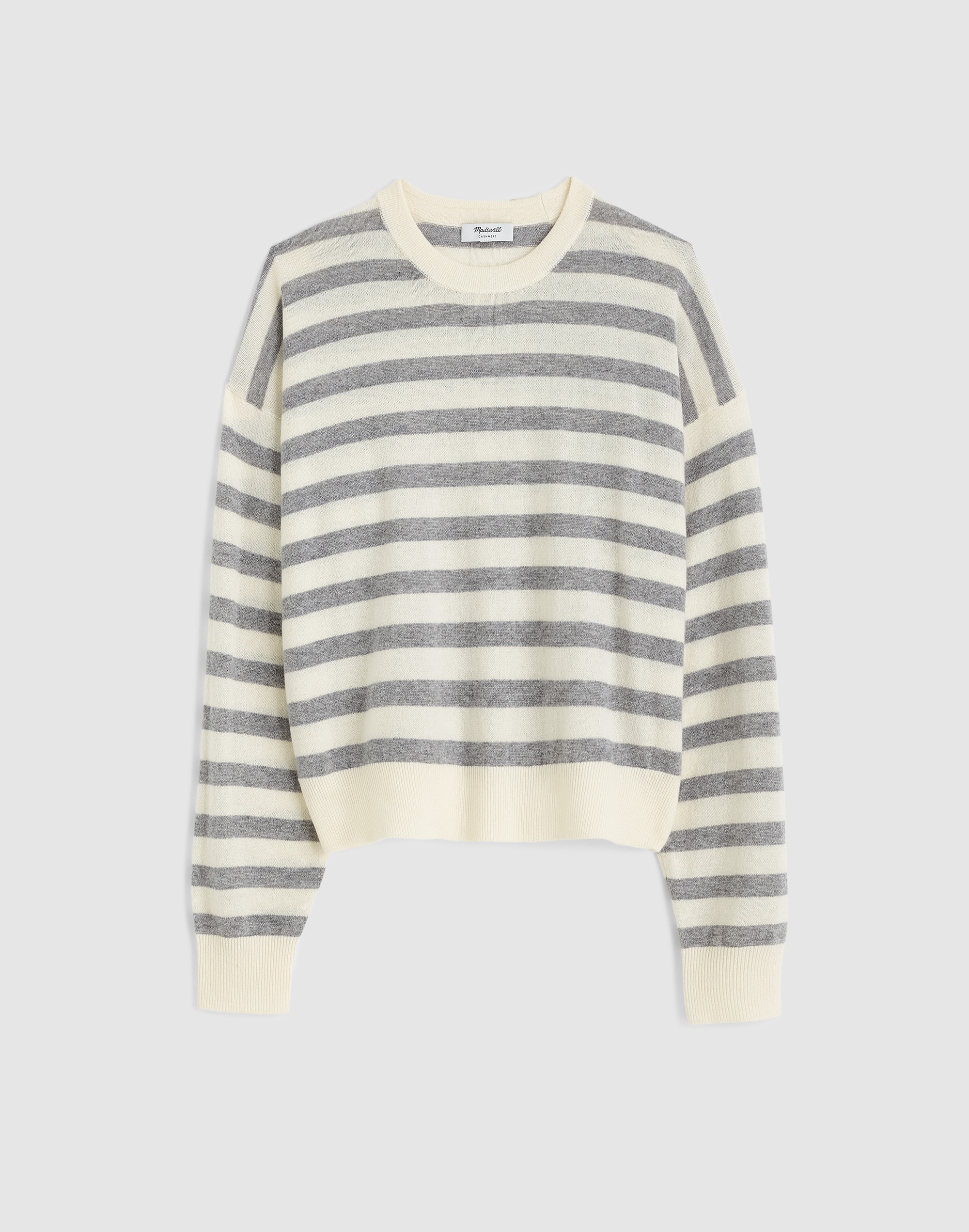 Rib-Stitch Crewneck Sweater in Cashmere