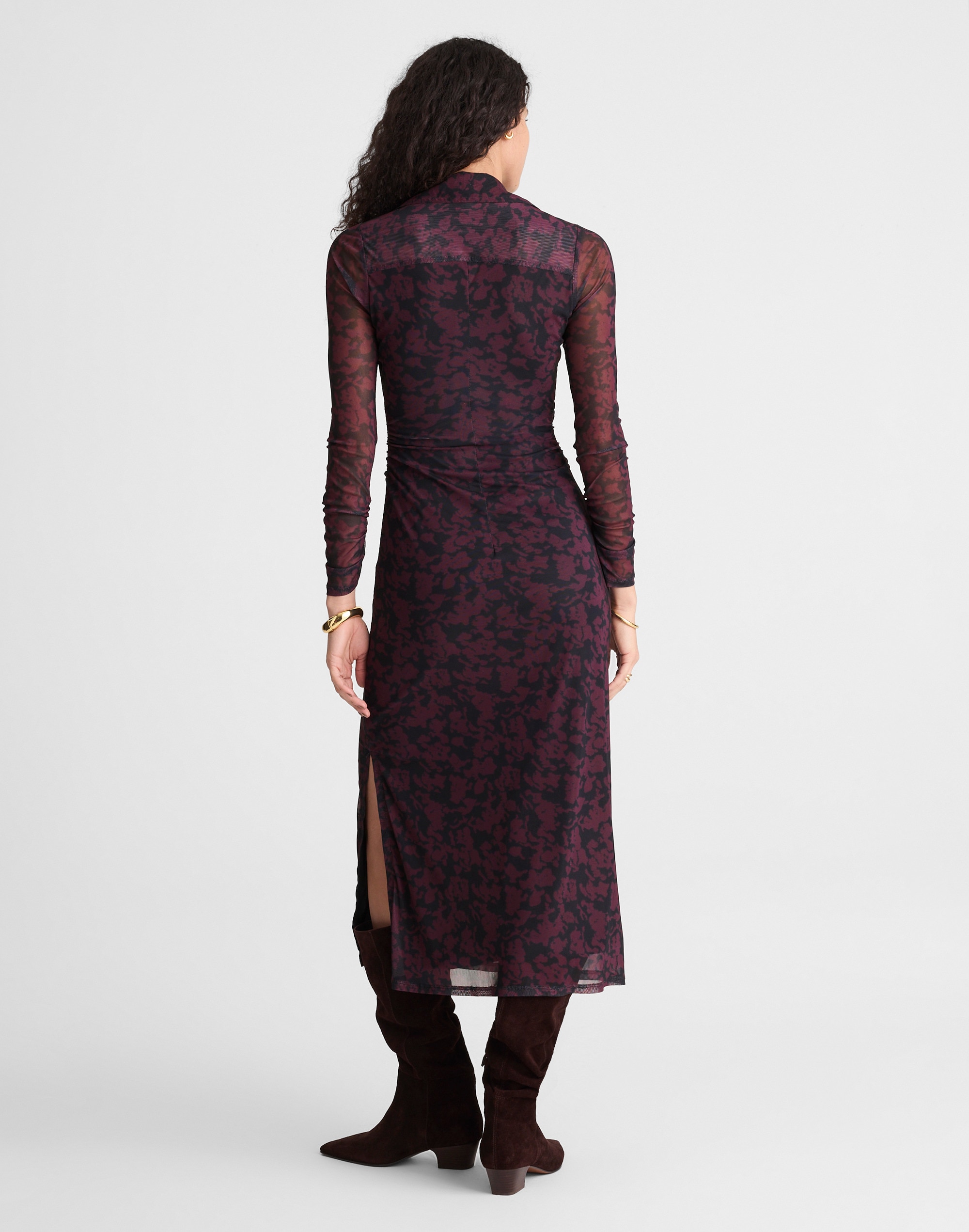 Long-Sleeve Polo Midi Dress