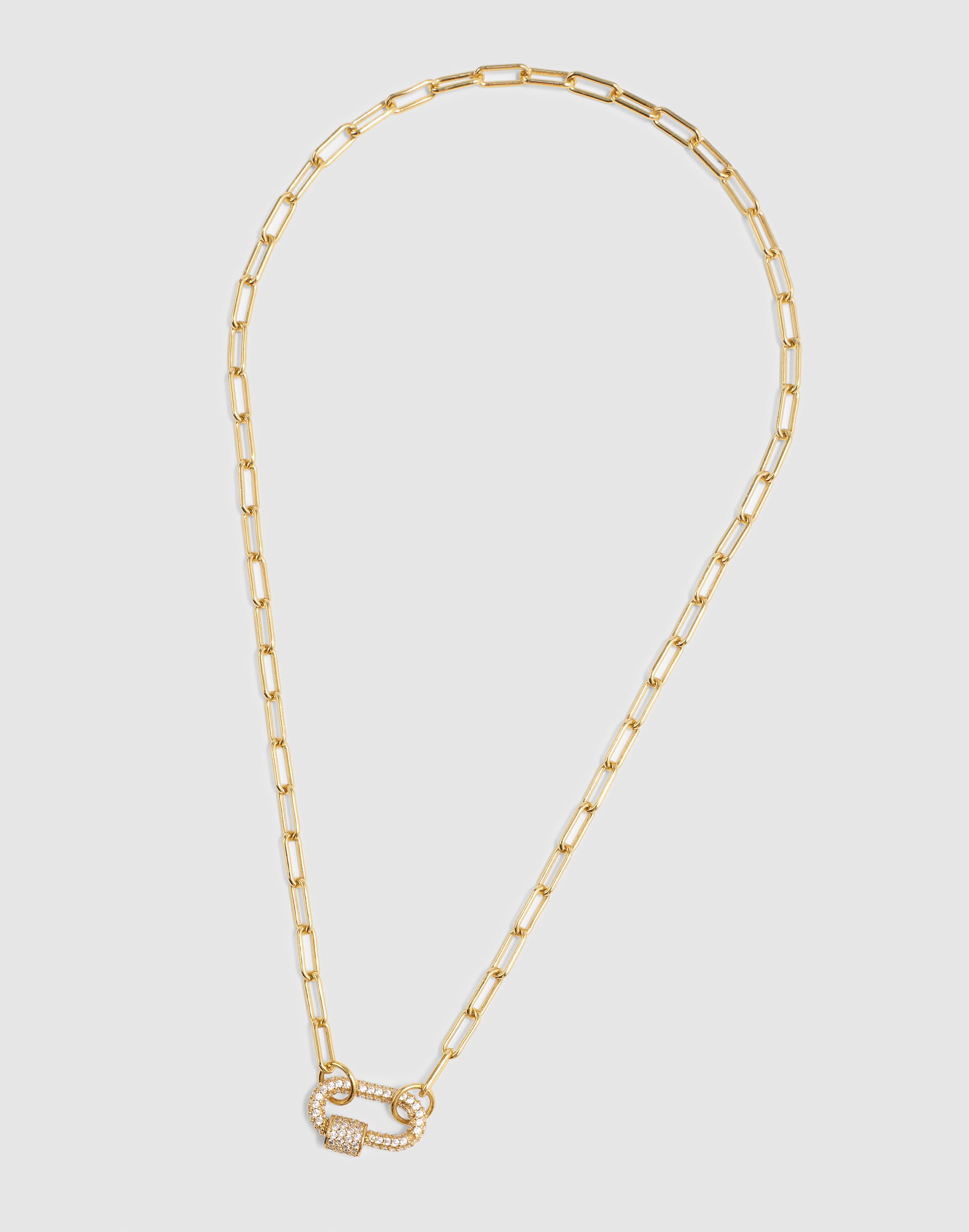 Pavé Carabiner Paperclip Chain Necklace