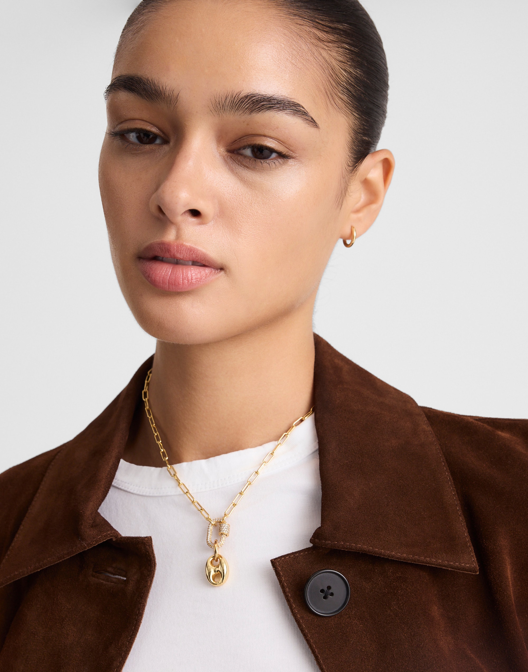 Pavé Carabiner Paperclip Chain Necklace