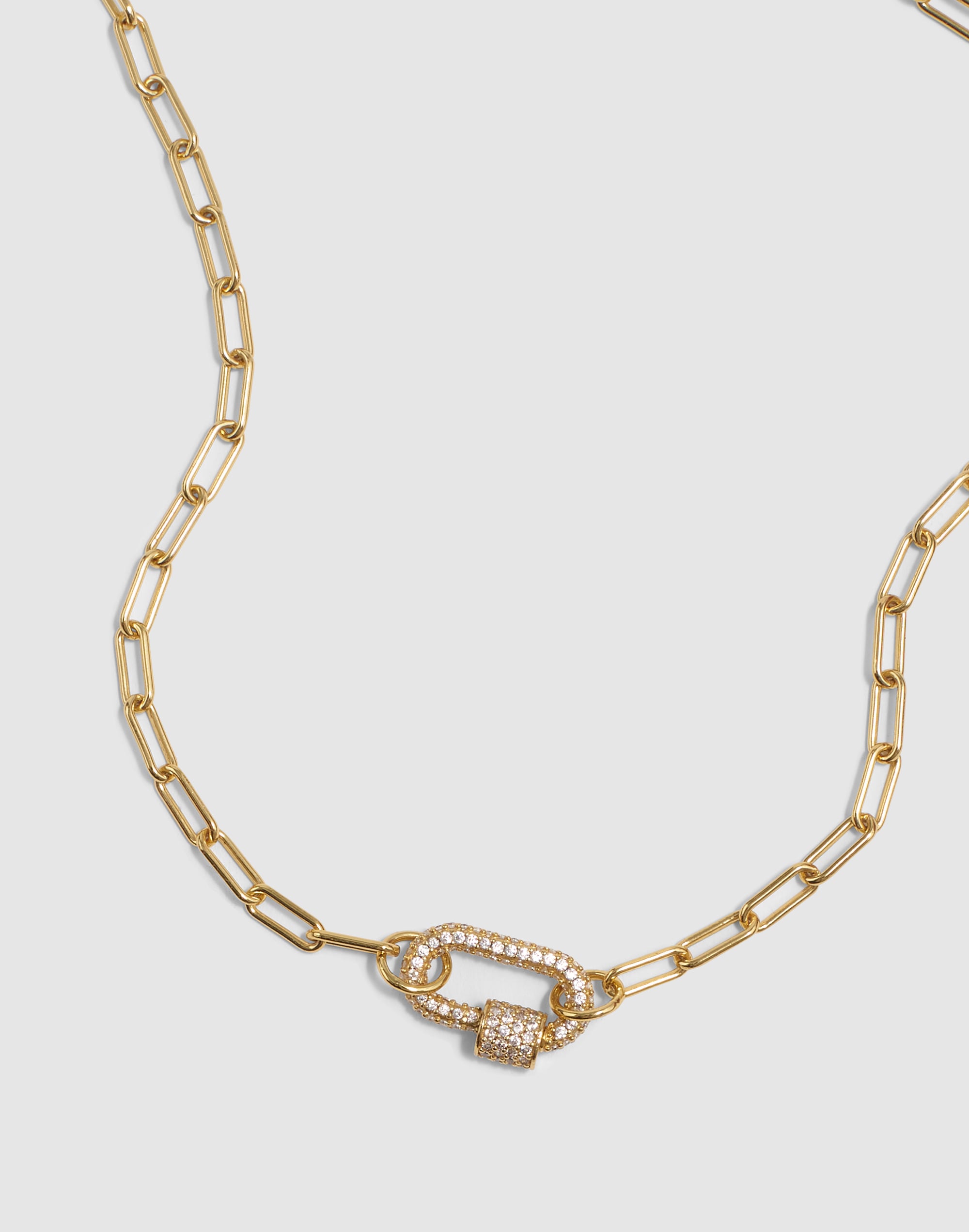 pav&eacute; carabiner paperclip chain necklace