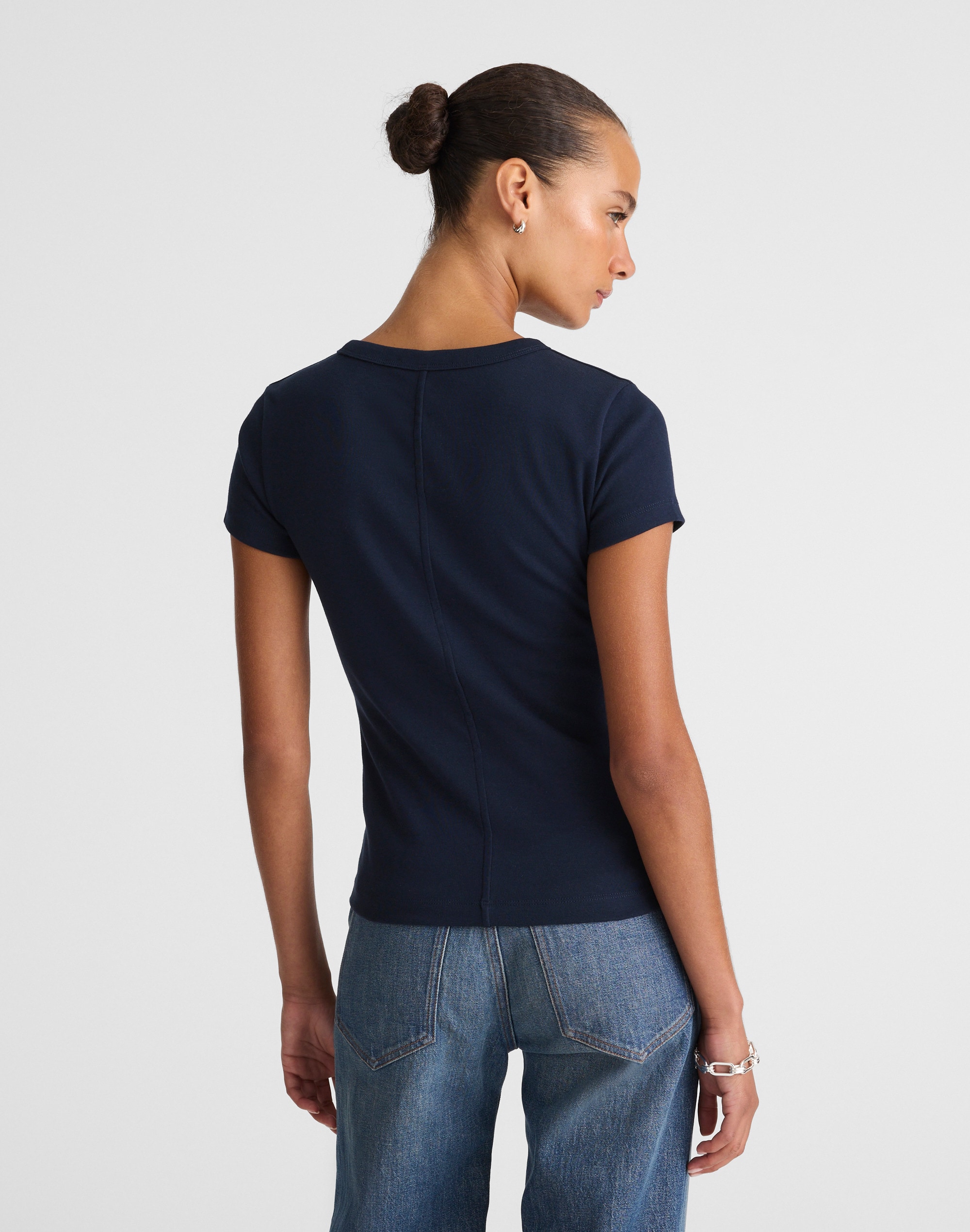 The '90s  V-Neck Baby Tee in Compact Cotton
