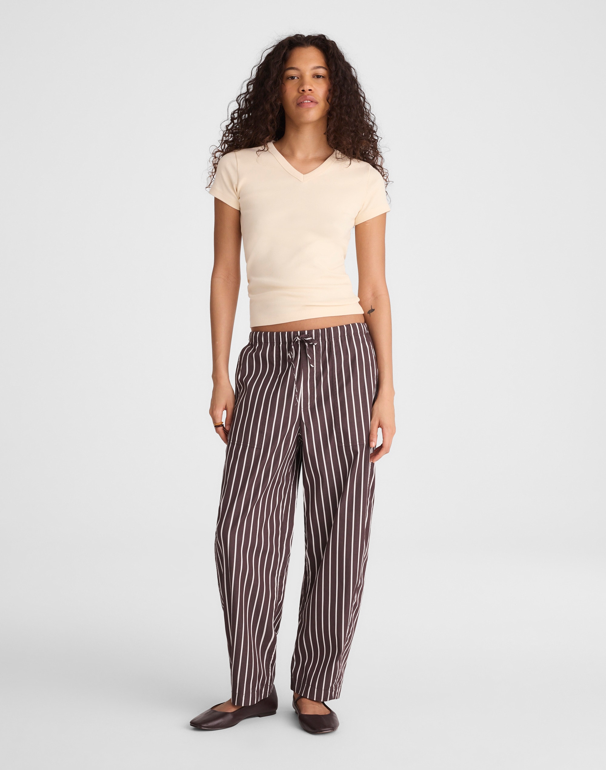 The '90s V-Neck Baby Tee in Compact Cotton