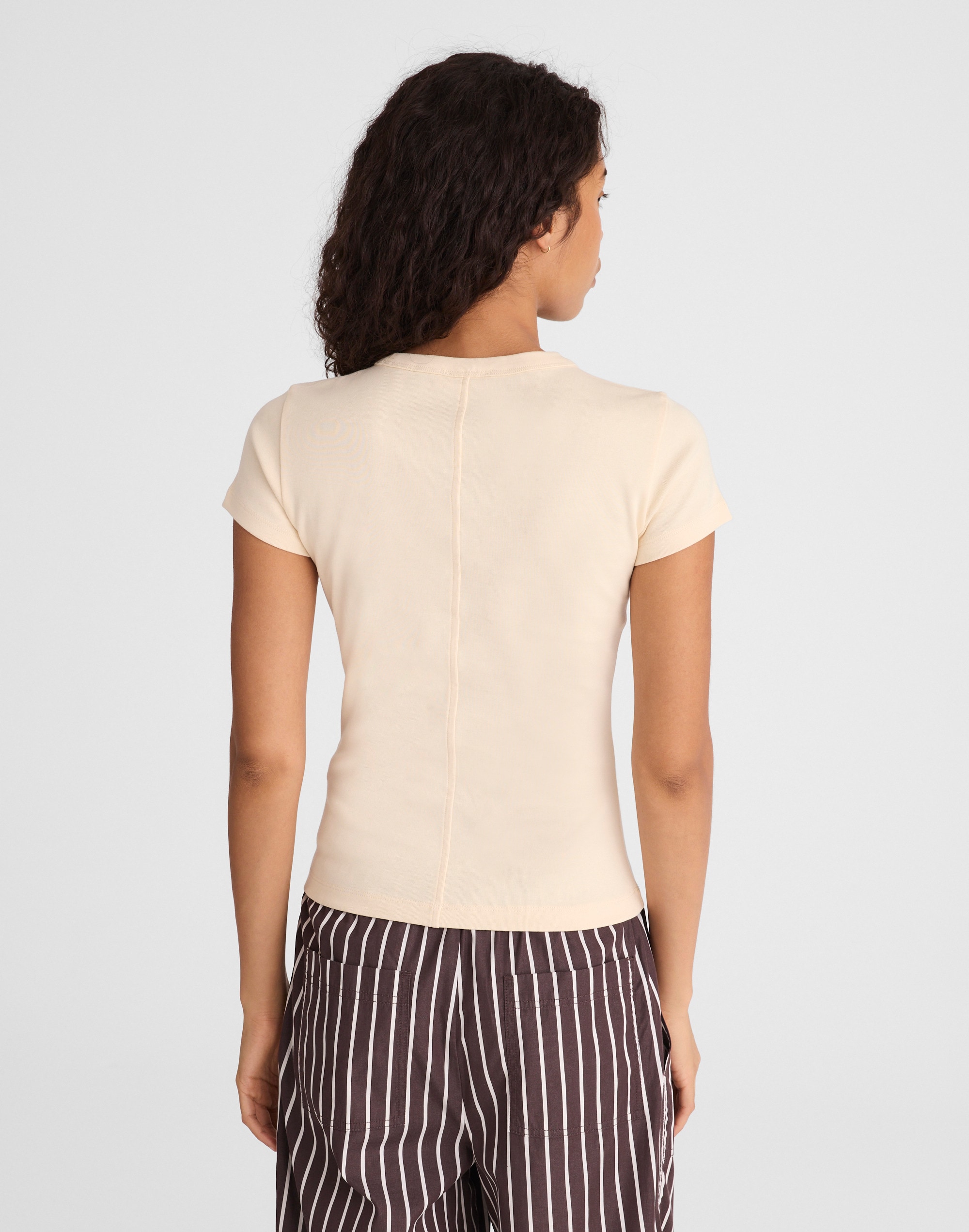 The '90s V-Neck Baby Tee in Compact Cotton