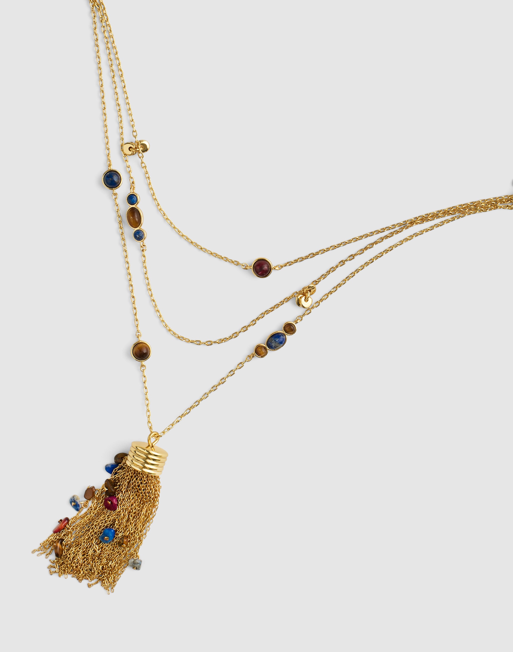 semiprecious tassel pendant layered necklace