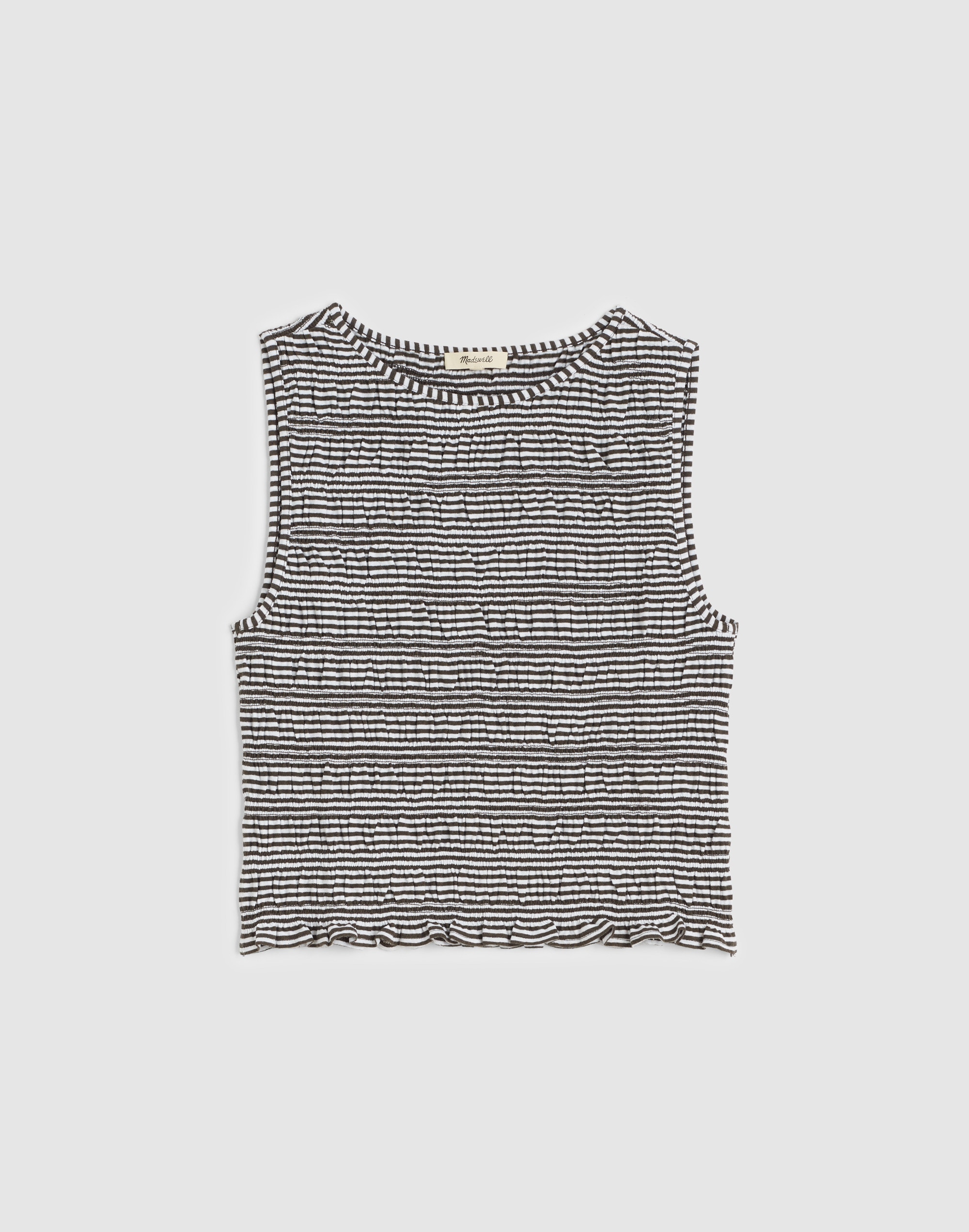 Smocked Boatneck Tank in Stripe