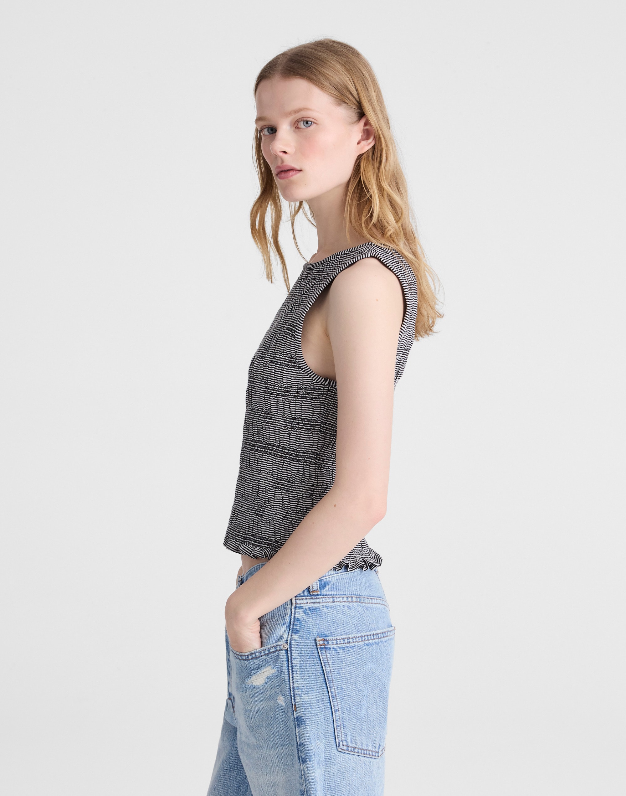 Smocked Boatneck Tank