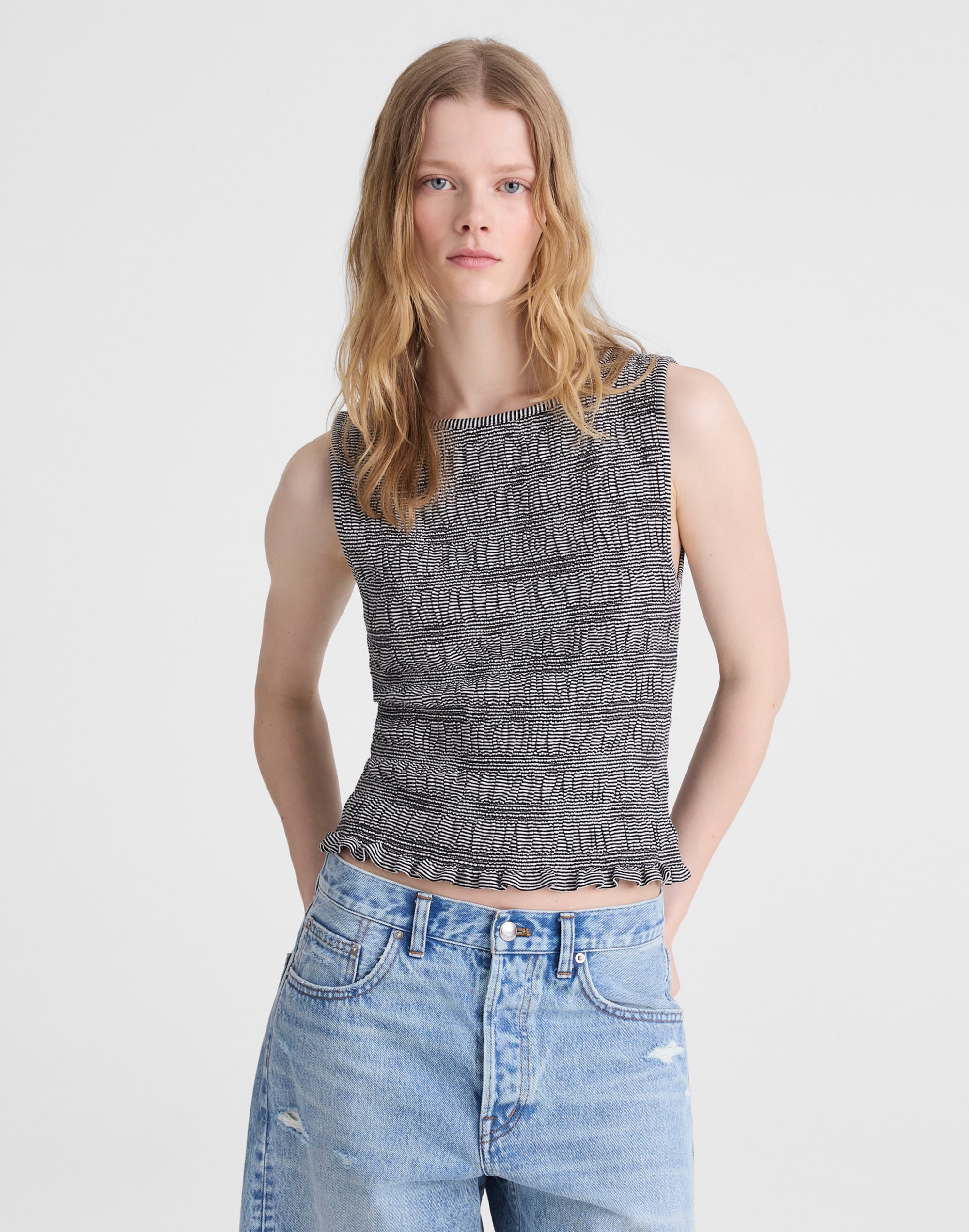 Smocked Boatneck Tank