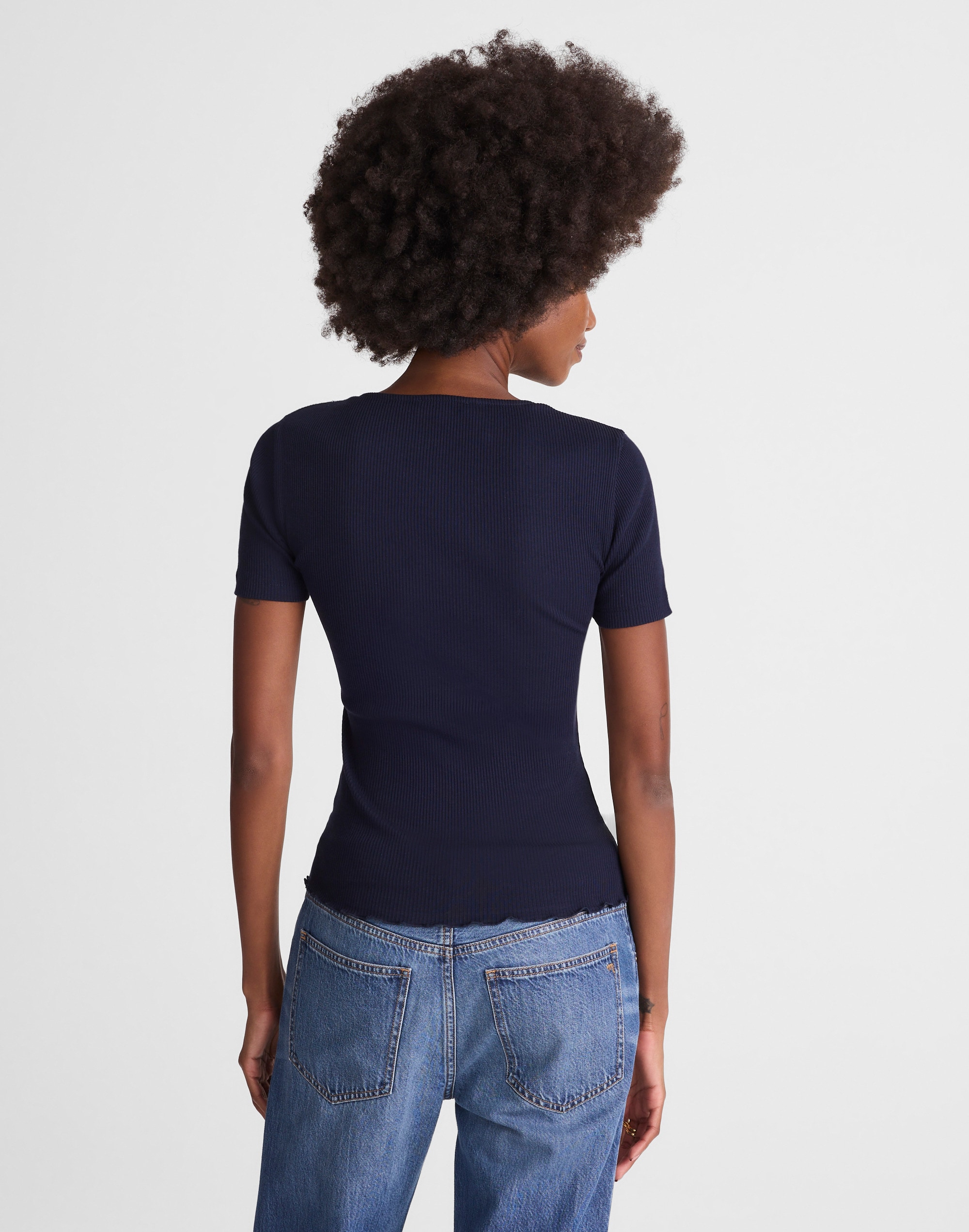 Lace-Trim V-Neck Top